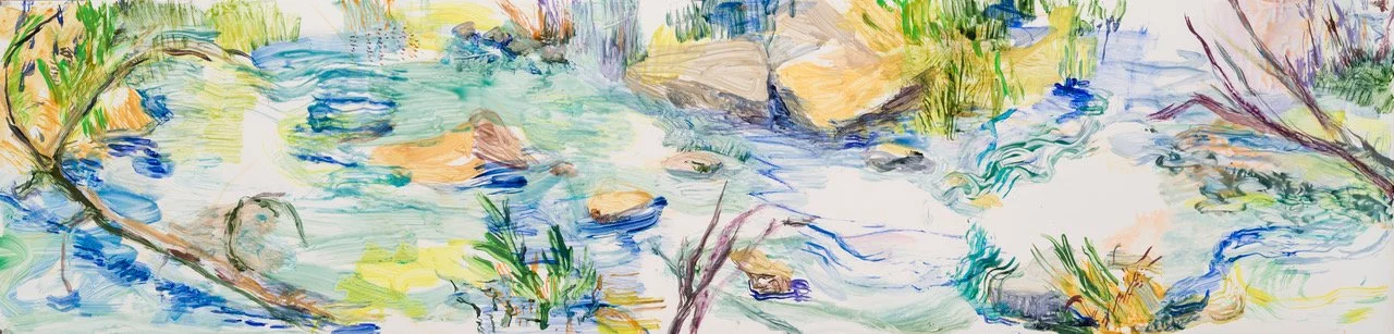 Green Pond. Acrylic on Yupo, 18x74" $6,000.