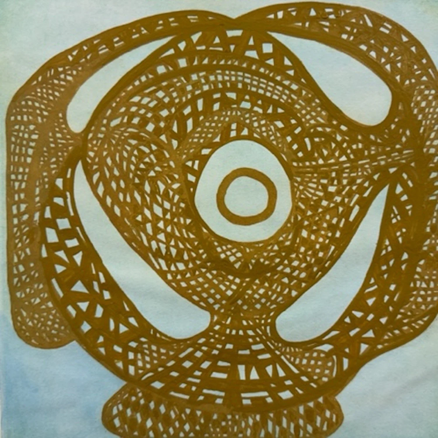  Ushnisha #4. Hand painted etching. Image:11.75×12”. Paper:19.75 × 19.75”. $1500 