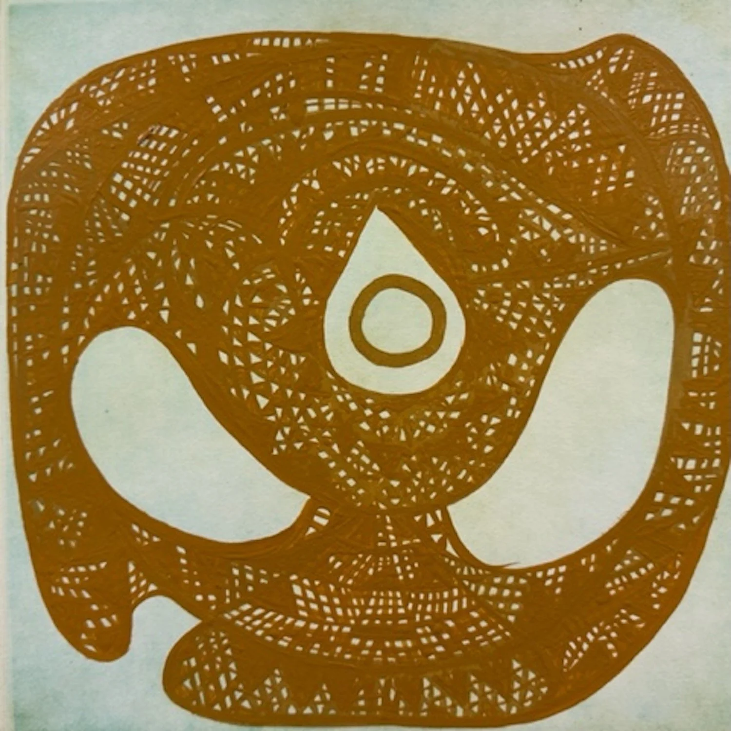  Ushnisha #7. Hand painted etching. Image:11.75×12”. Paper:19.75 × 19.75”. $1500 