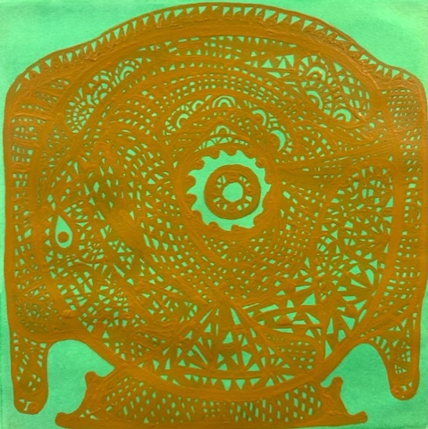  Ushnisha #8. Hand painted etching. Image:11.75×12”. Paper:19.75 × 19.75”. $1500 