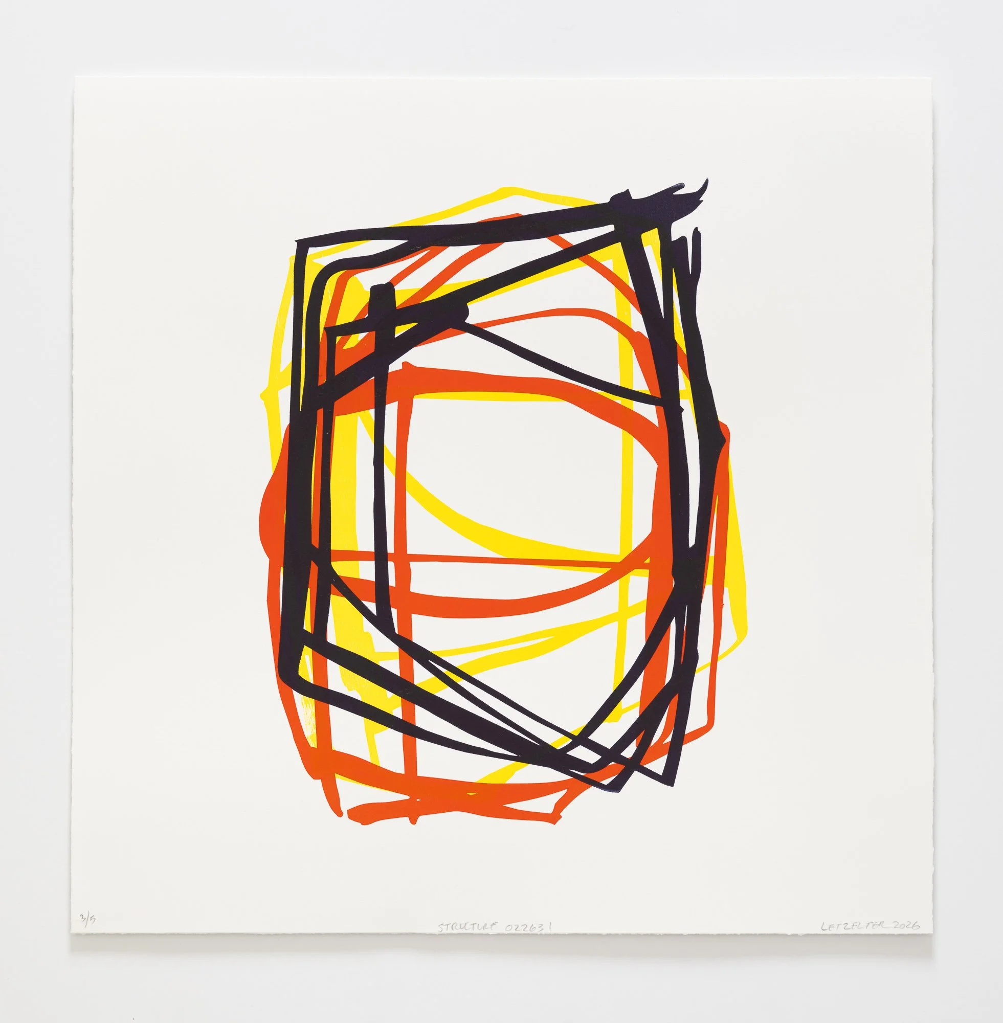  Structure 31. 21”x21” 2026 Color Woodcut. &nbsp;$1200.00 