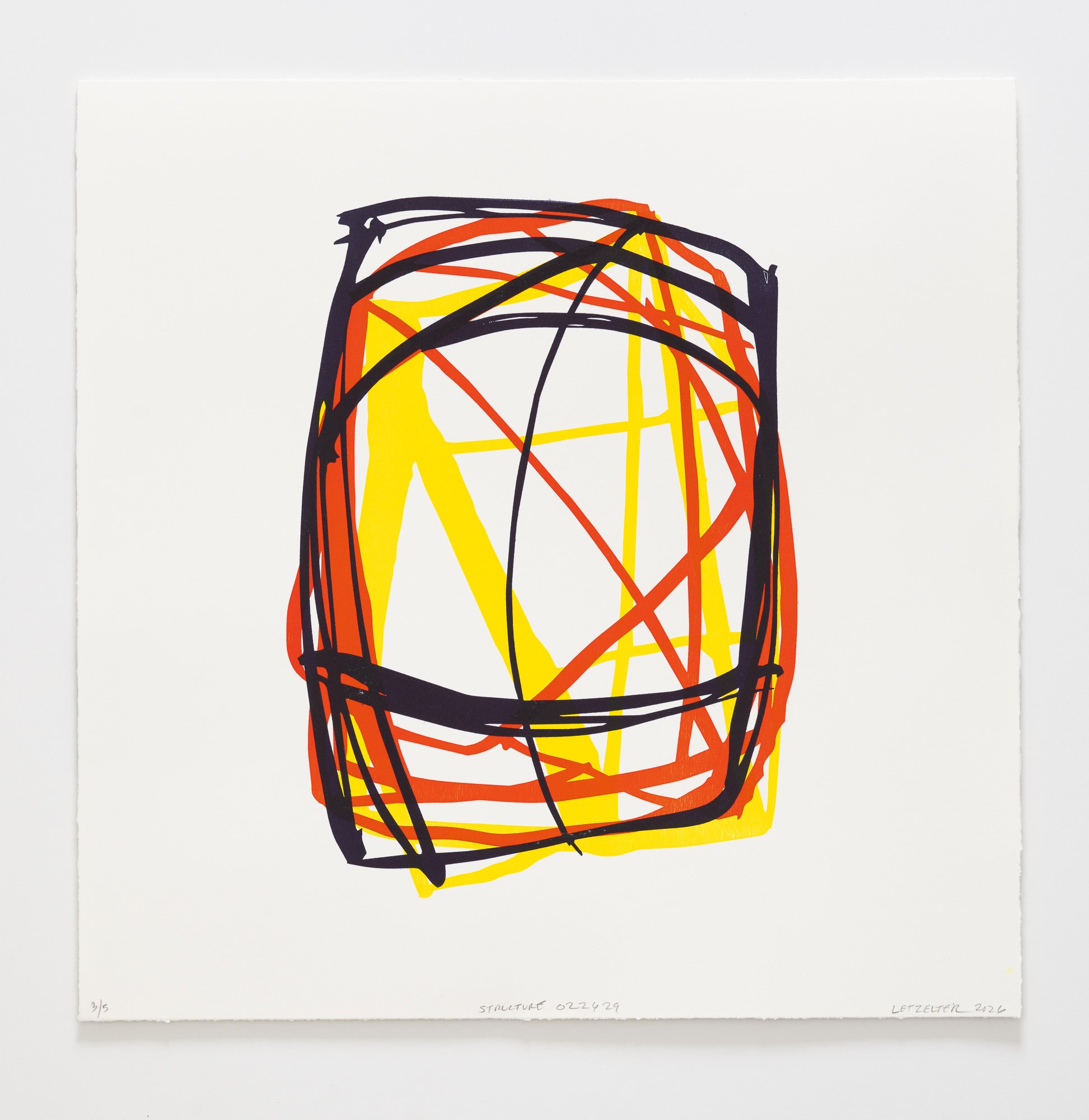  Structure 29. 21”x21” 2026 Color Woodcut. &nbsp;$1200.00 