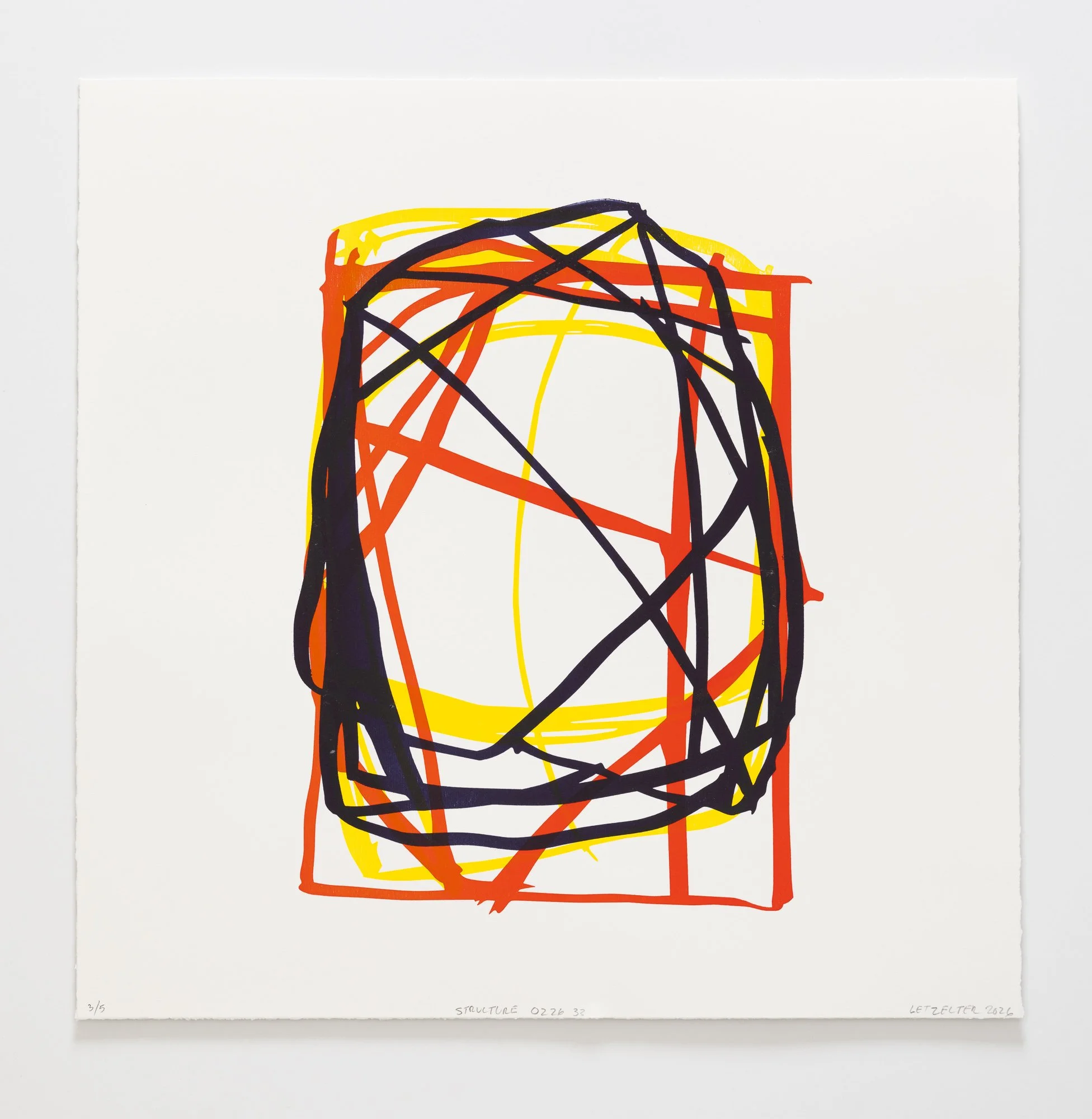  Structure 33. 21”x21” 2026 Color Woodcut. &nbsp;$1200.00 