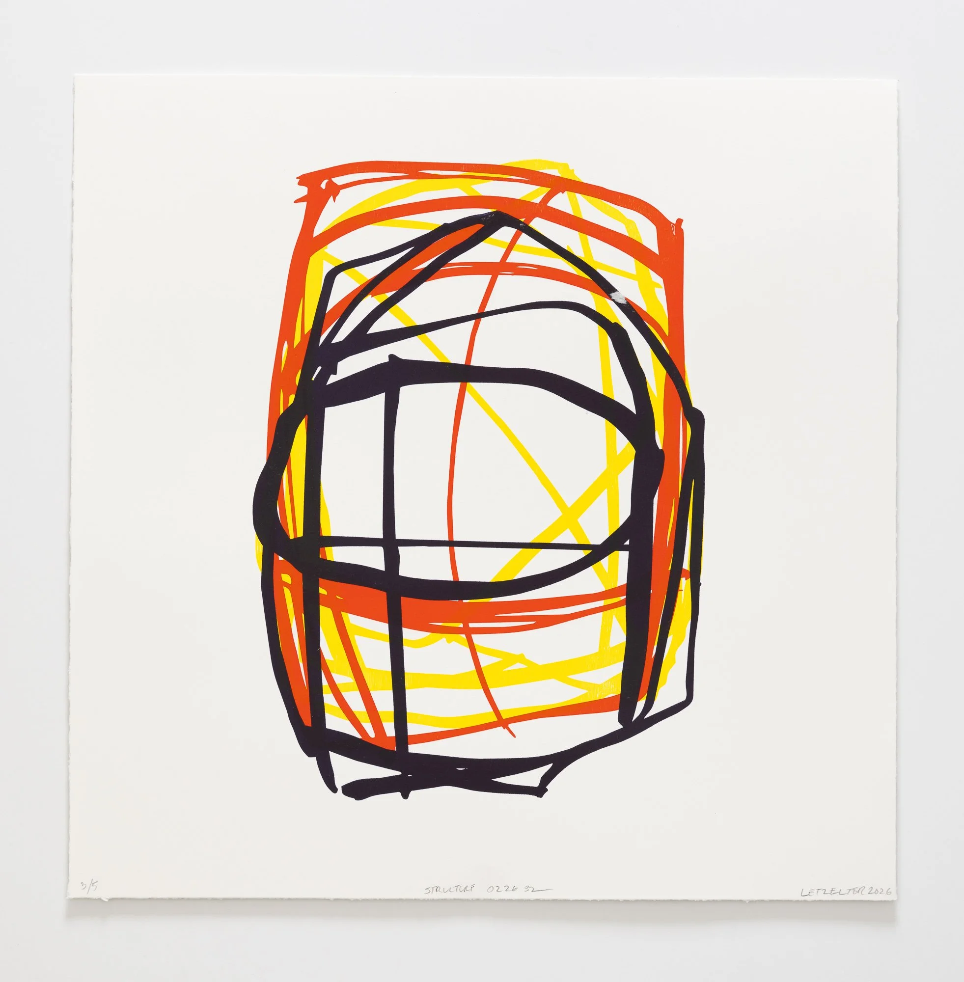  Structure 32. 21”x21” 2026 Color Woodcut. &nbsp;$1200.00 