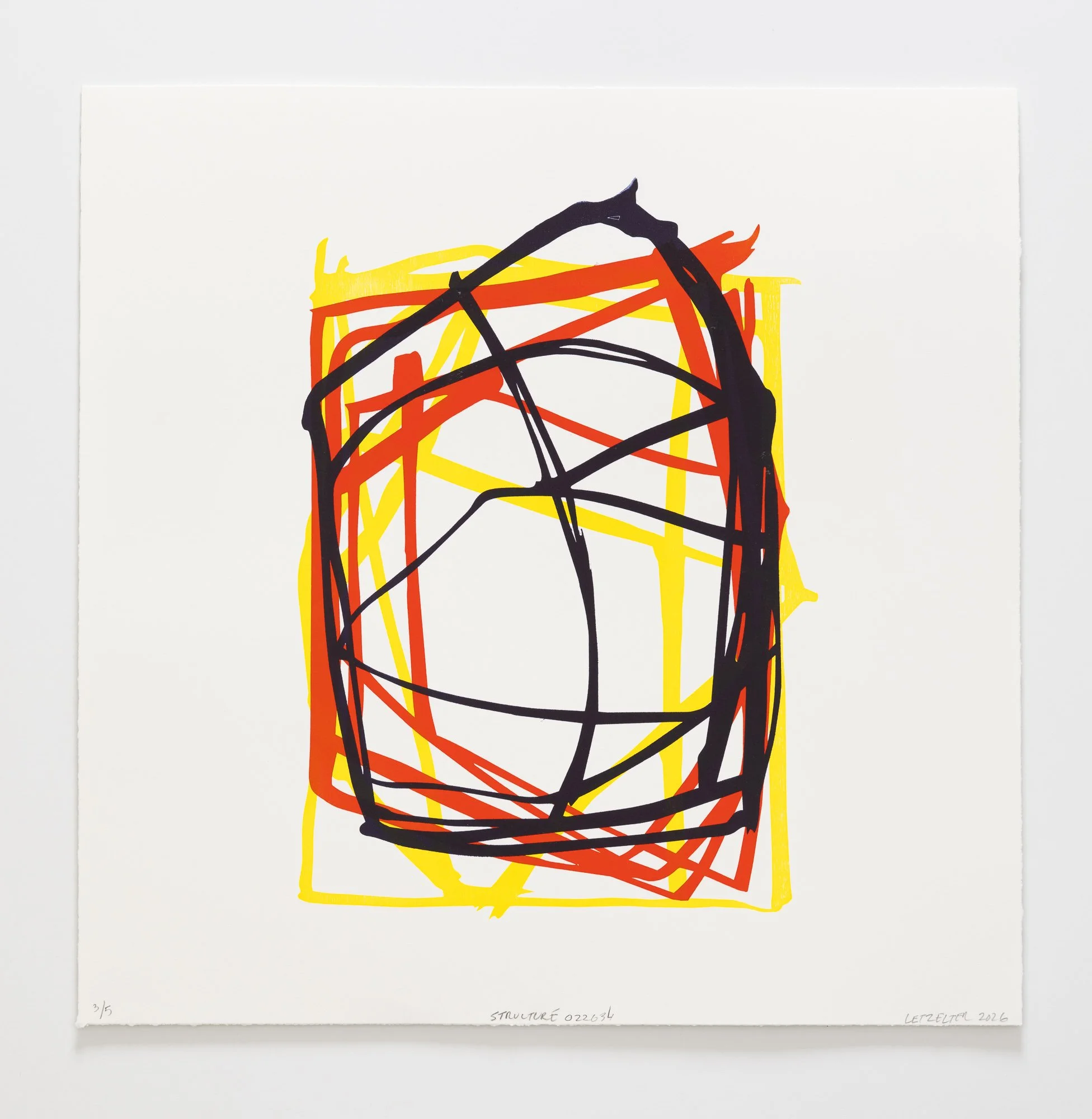  Structure 36. 21”x21” 2026 Color Woodcut. &nbsp;$1200.00 