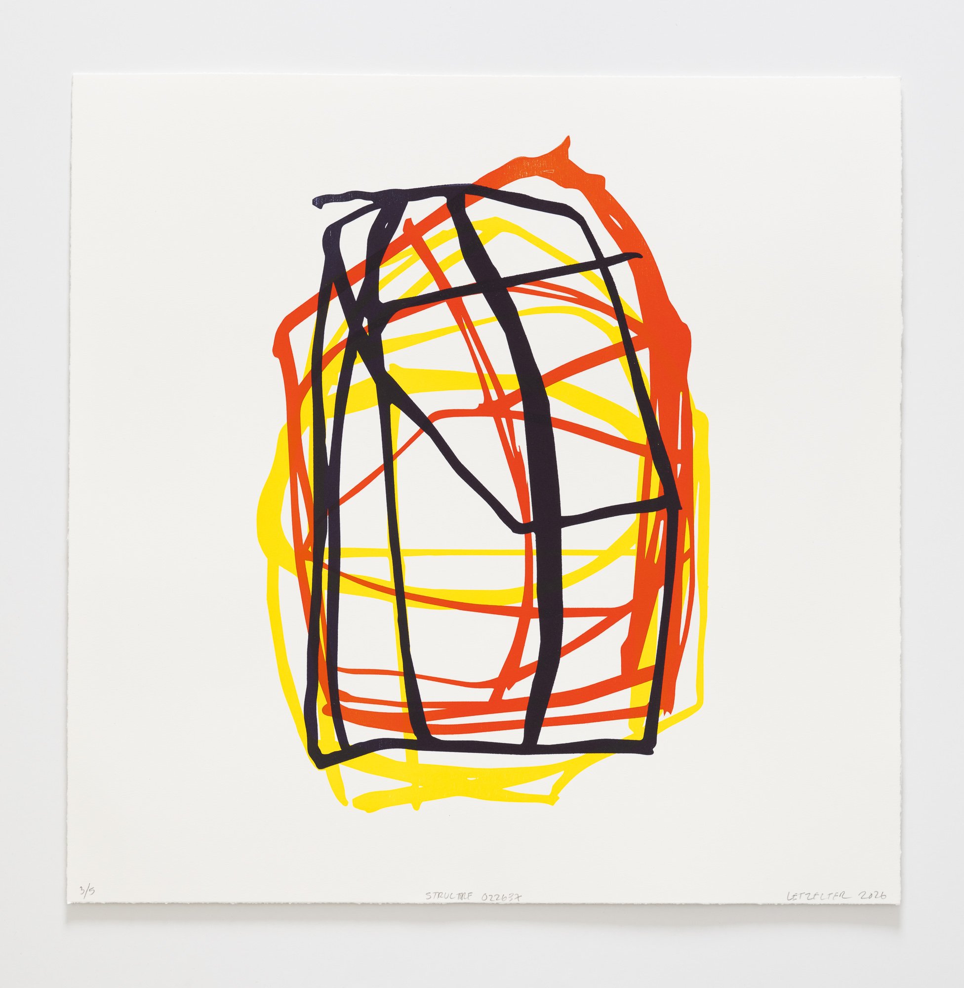  Structure 37. 21”x21” 2026 Color Woodcut. &nbsp;$1200.00 