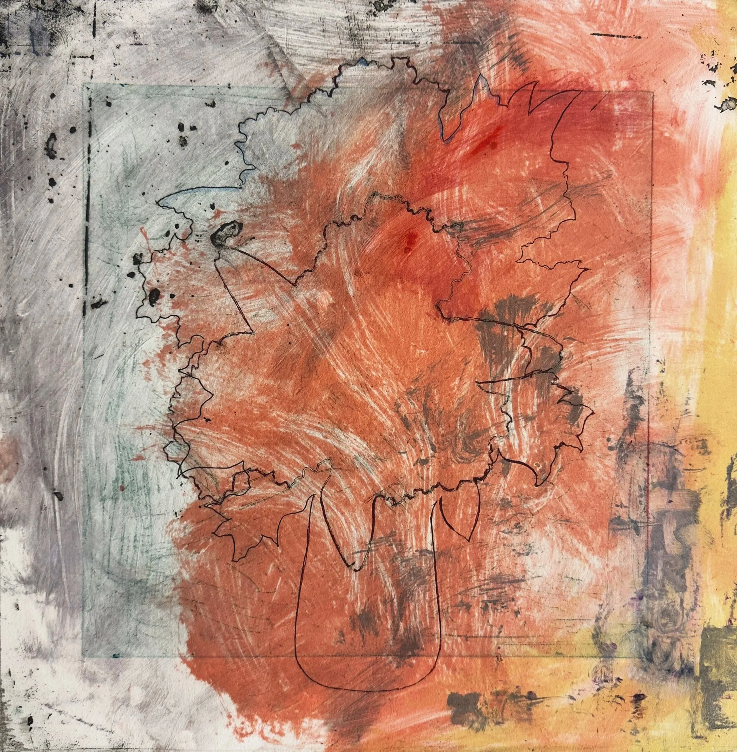  Entendre #8. Monoprint. 18” sq. 30 × 22” paper.$1800 