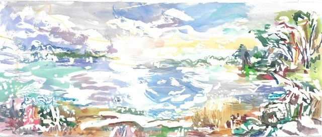 River Breeze. 11 × 26.5”. Watercolor on paper. $2500 