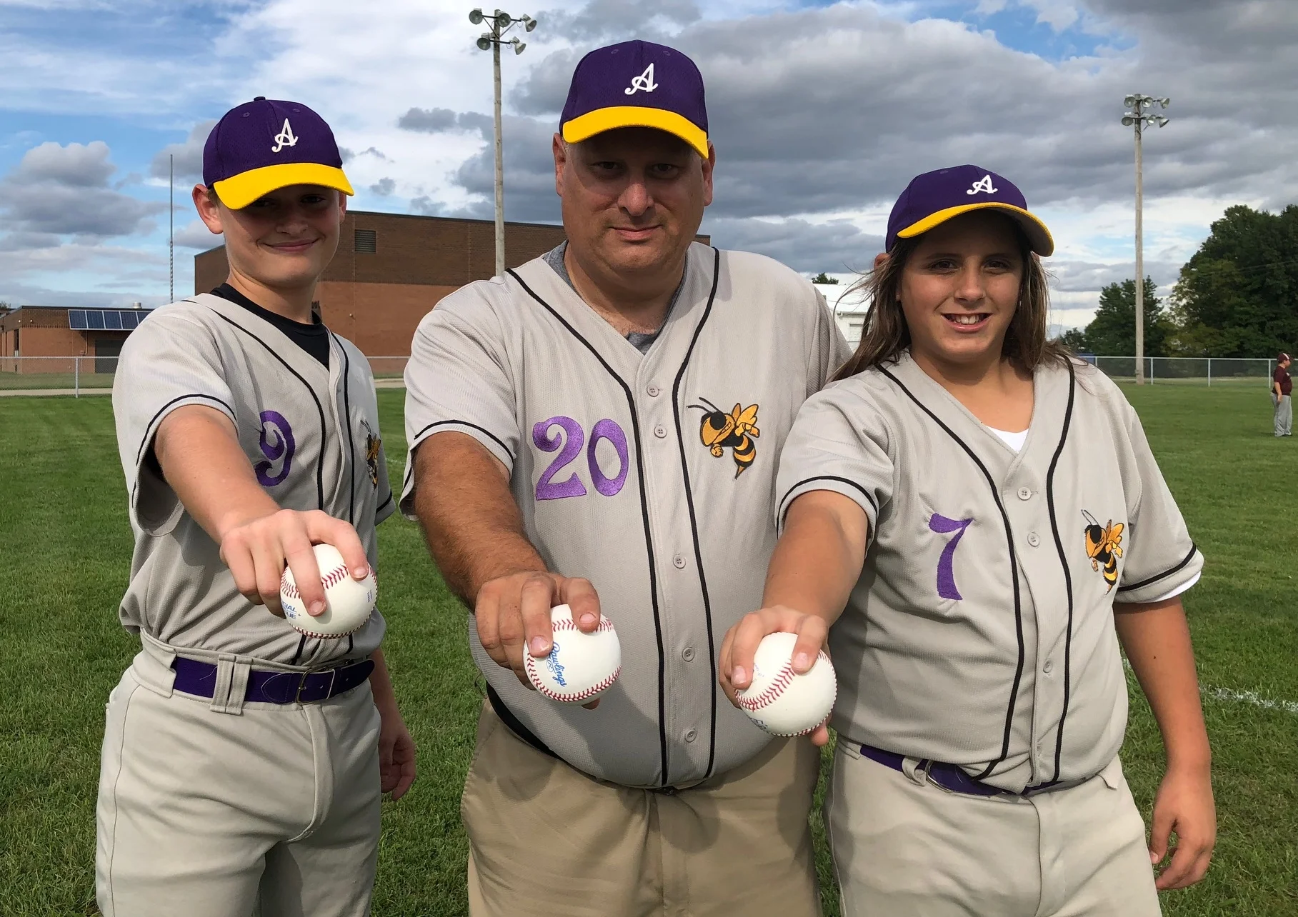 Yellow Jackets Baseball 8th Grade Players: JD Bowser, Coach Bob Bowser, Wyatt Gher