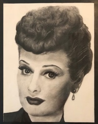 Callie McMahon, Teutopolis High School, "Lucille Ball," charcoal drawing