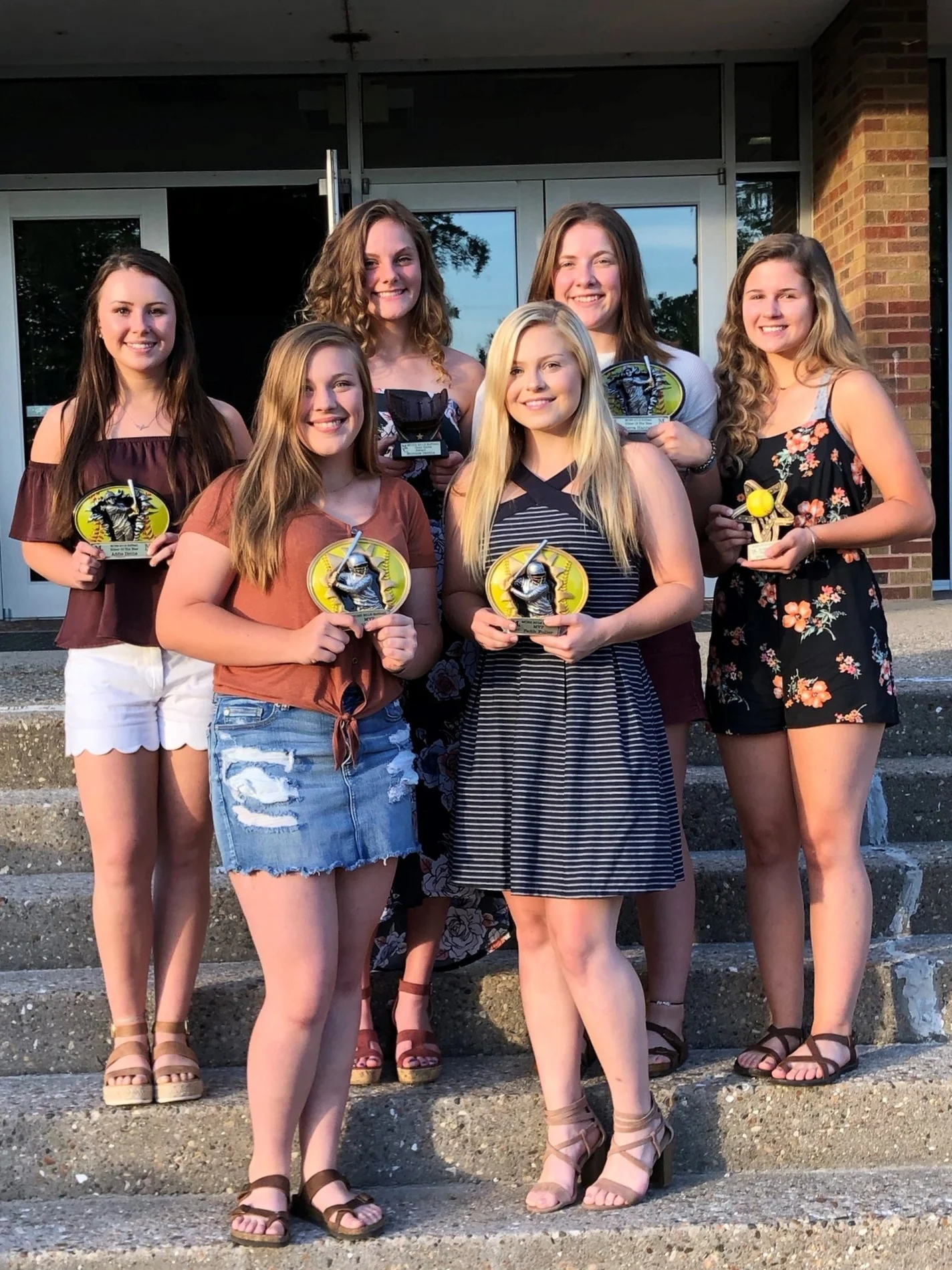 Back Row (L to R) - Addie Drone (Co-Hitter of the Year Award) Stormie Devine (Gold Glove Award) Sierra Hannah (Co-Hitter of the Year Award) Avary Daum (Rookie of the Year Award) From Row (L to R) - Kami Pearson (Co-MVP) and Faith Fuller (Co-MVP)