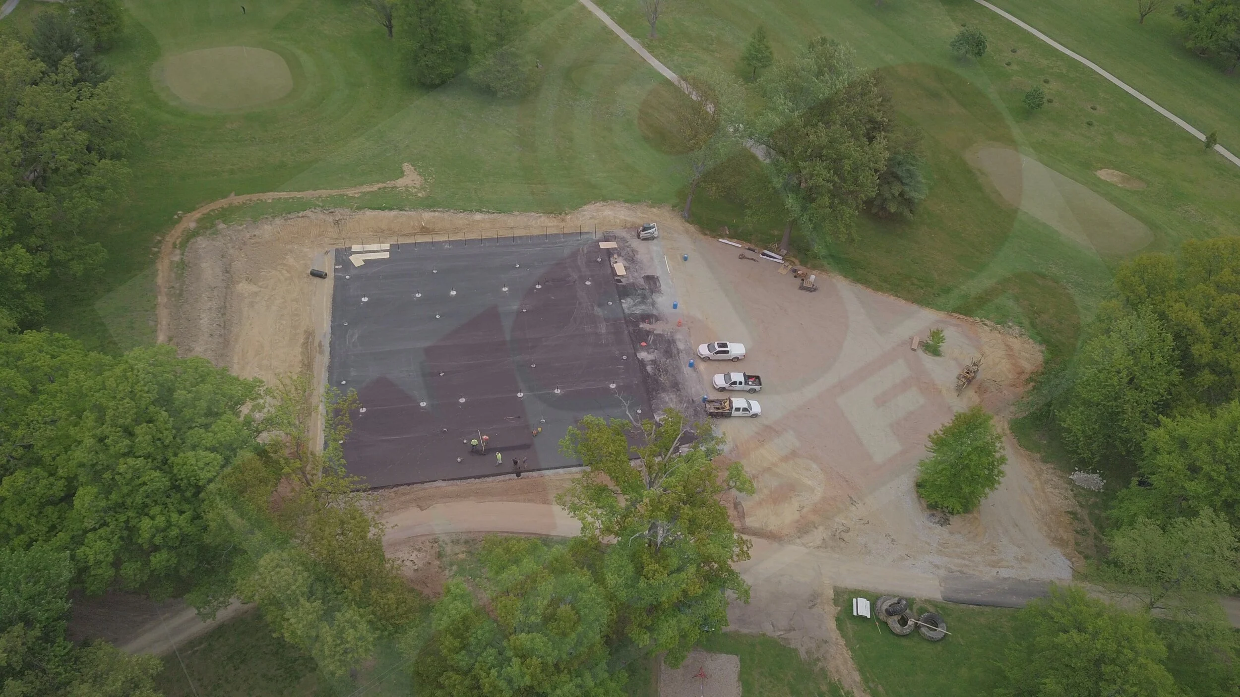 Workers were busy Tuesday afternoon working on the new pickleball courts at the Mt. Carmel City Park. The additional parking is to the right of the courts in this photo.
