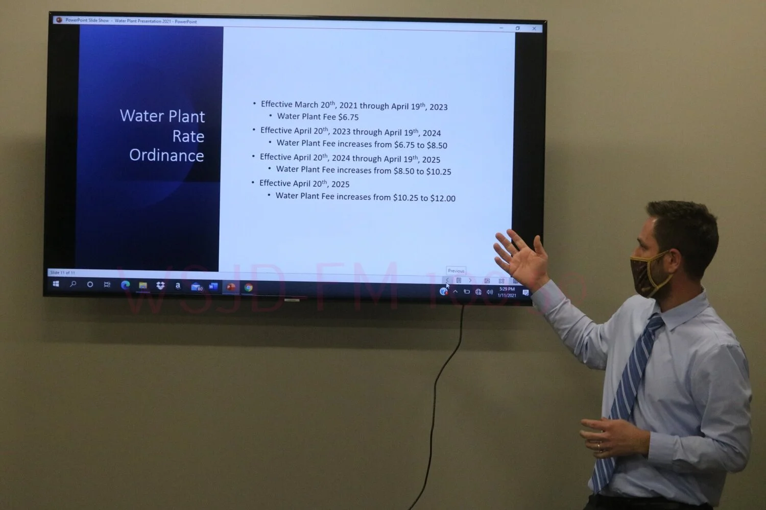 WSJD File Photo: 1/11/21. Water Commissioner Justin Dulgar unveils new user fees that will begin appearing on all water bills starting this month.