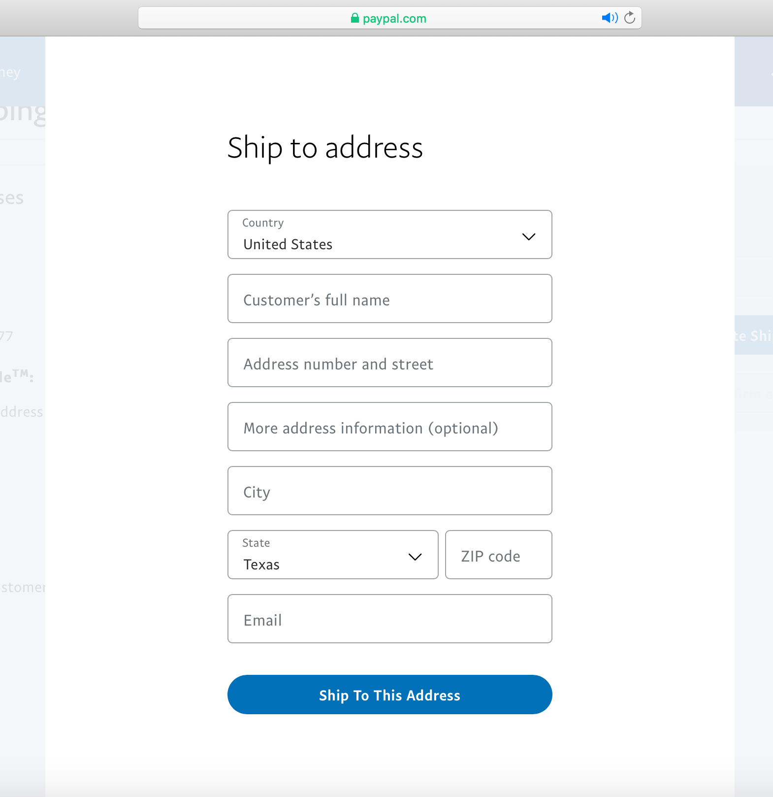 Ship to Address screen that pops up using this link and logging into your Paypal account.