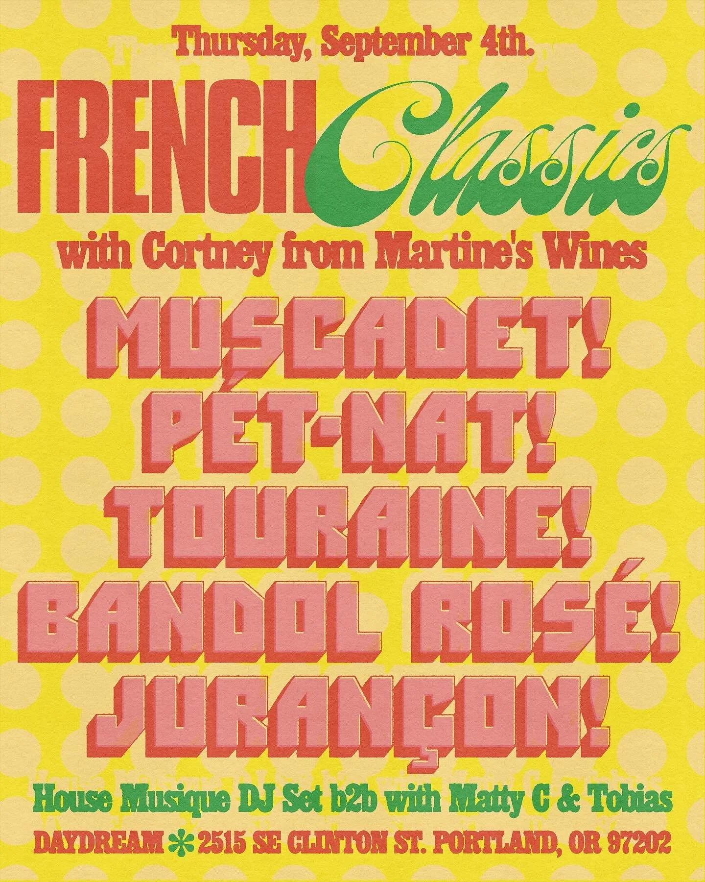 Fun typographic poster for &lsquo;French Classics&rsquo; wine tasting @favoriteneighbors inspired by album artwork from 90s-00s French electronic music labels such as Source and Versatile. I&rsquo;ll be DJing House Musique on vinyl in a B2B with Dayd