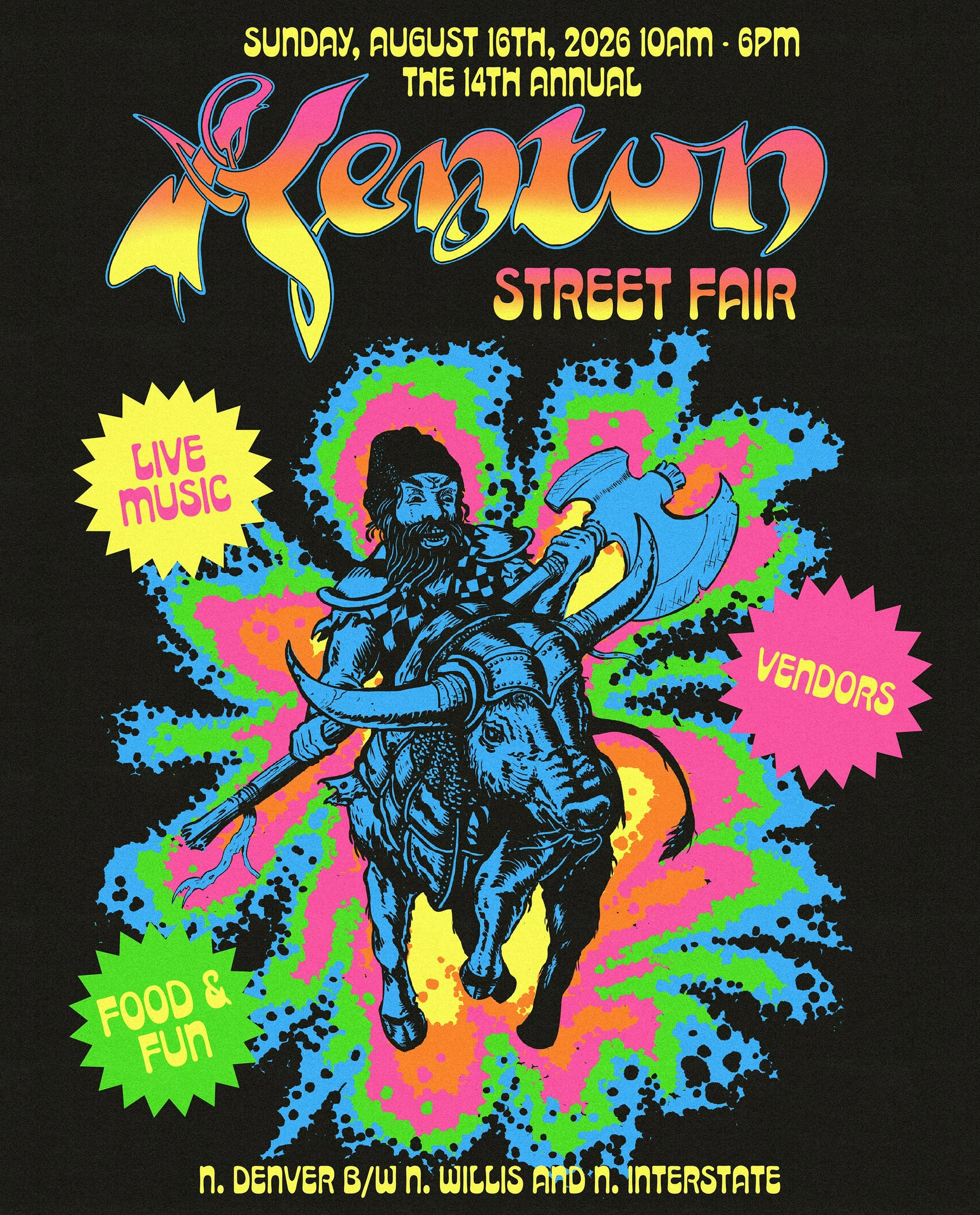 Super fun &ldquo;black light&rdquo; poster for @kentonbusinesspdx! Heavily influenced by the typography of Roger Dean, fantasy art and vintage blacklight posters.