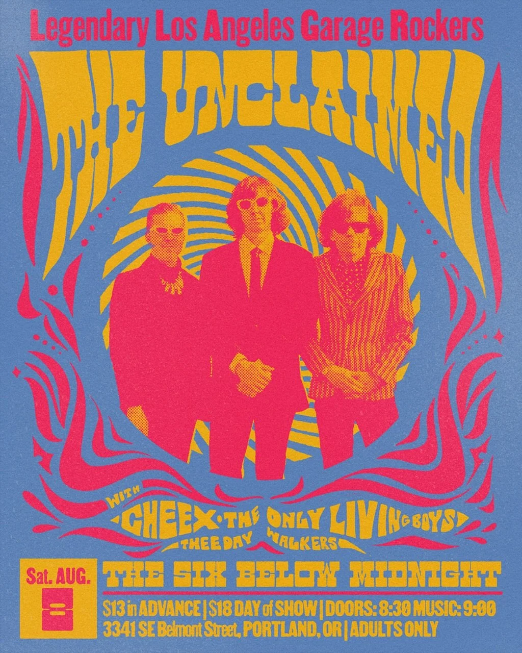 New poster work for @theunclaimedband, commissioned by @cheex_band and @themidnightpdx. Thanks y&rsquo;all. Super fun one!!
