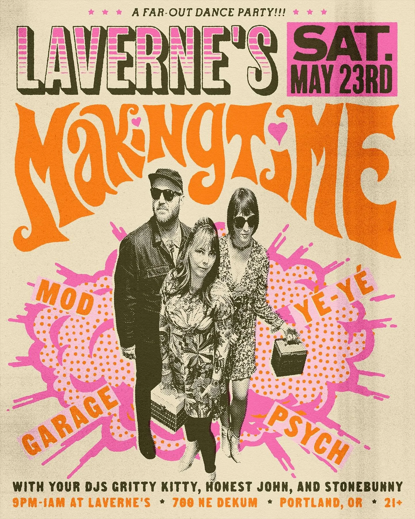 New work for @djstonebunny, @kittfraser and @johnvincentlovell for MAKING TIME: A Far-Out Dance Party at @lavernespdx! Thanks for working with me, friends!!