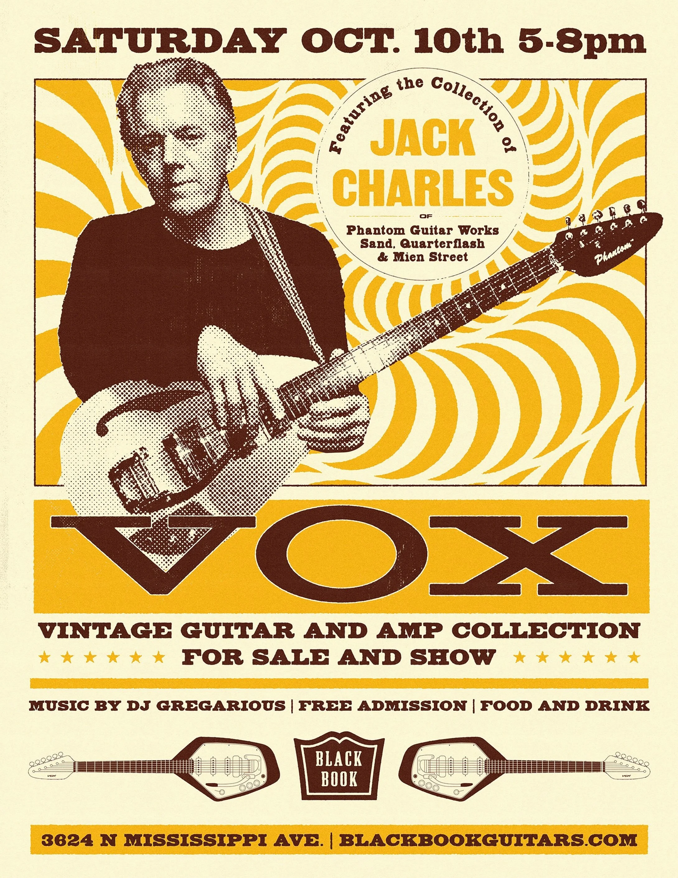 New work for @blackbookguitars for the Jack Charles  Collection of vintage VOX Guitars and Amplifiers, on display Oct. 10th. Jack Charles was in Sand, Quarterflash and the owner of Phantom Guitar Works.