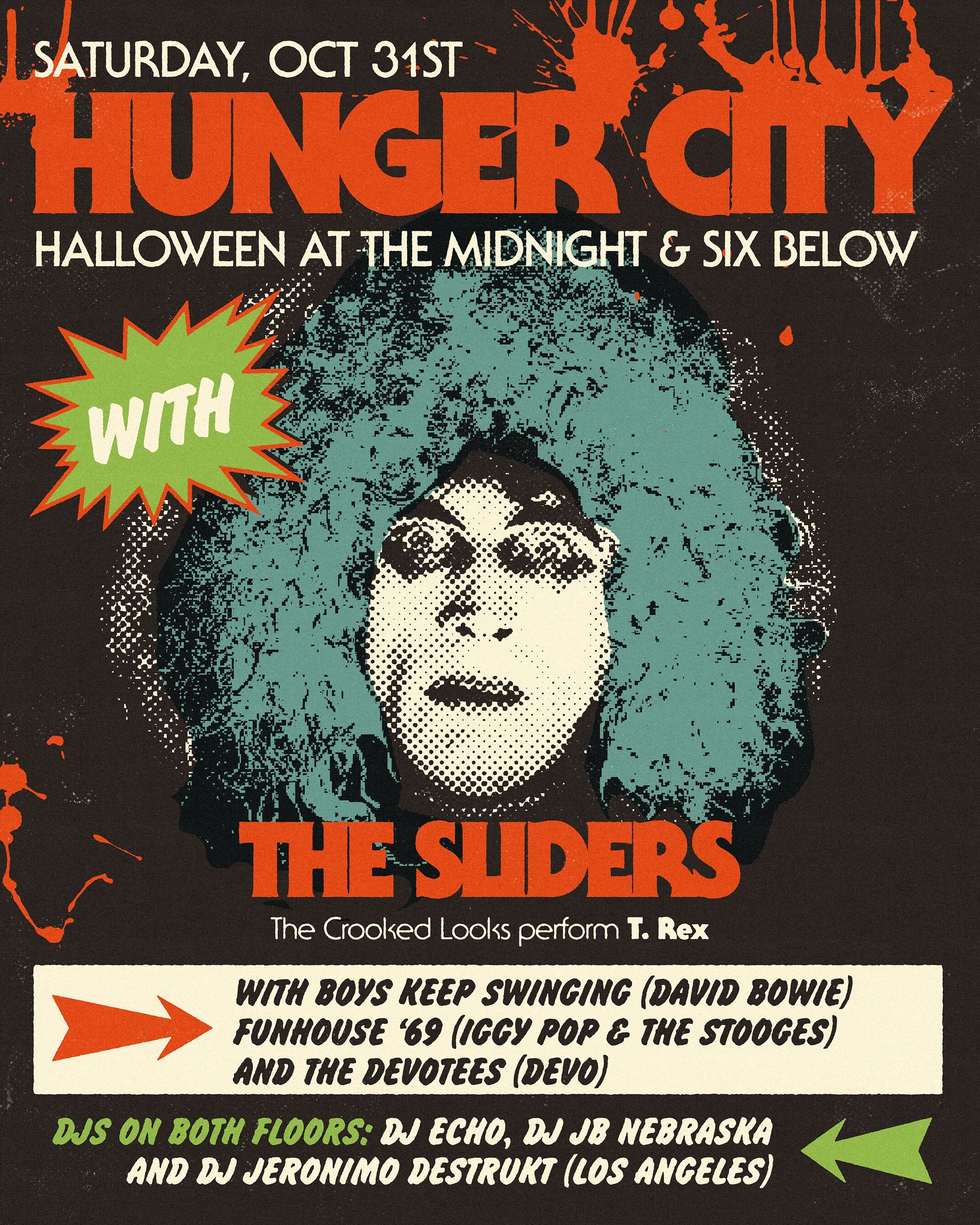 This was a SUPER fun project for @themidnightpdx / @thesixpdx for their annual Halloween party with T.Rex, DEVO, Iggy Pop &amp; the Stooges and Bowie cover bands. Thanks for working with me!!