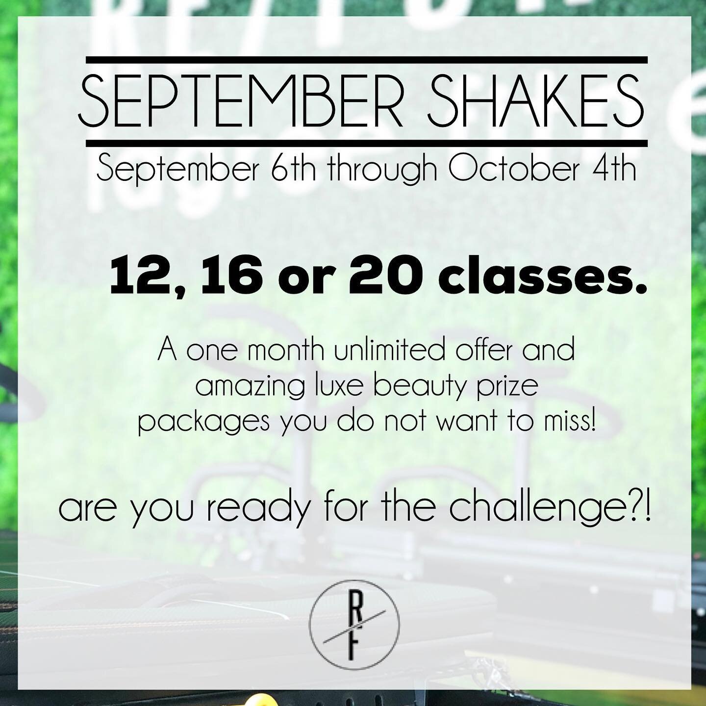It is time to kick it back in to gear and no better way than with a fitness challenge. Best thing is, YOU can pick your goal.&nbsp;
Here are the details:&nbsp;
-Challenge runs September 6th through October 4th
-Take 12 classes and you are entered to 