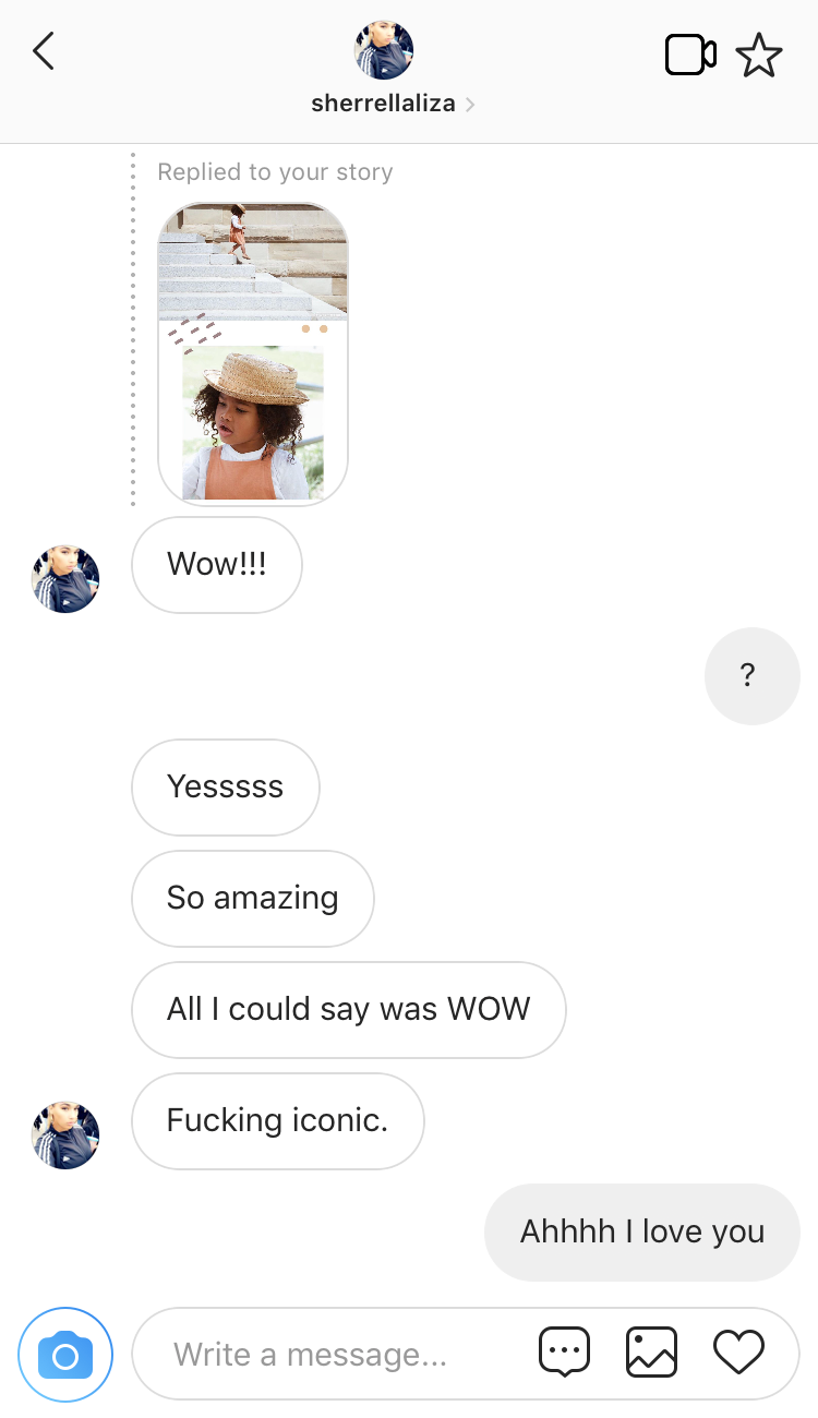 Instagram DM via @sherrellaiza