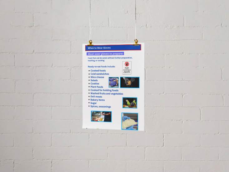 When to Wear Gloves. Kitchen Signage