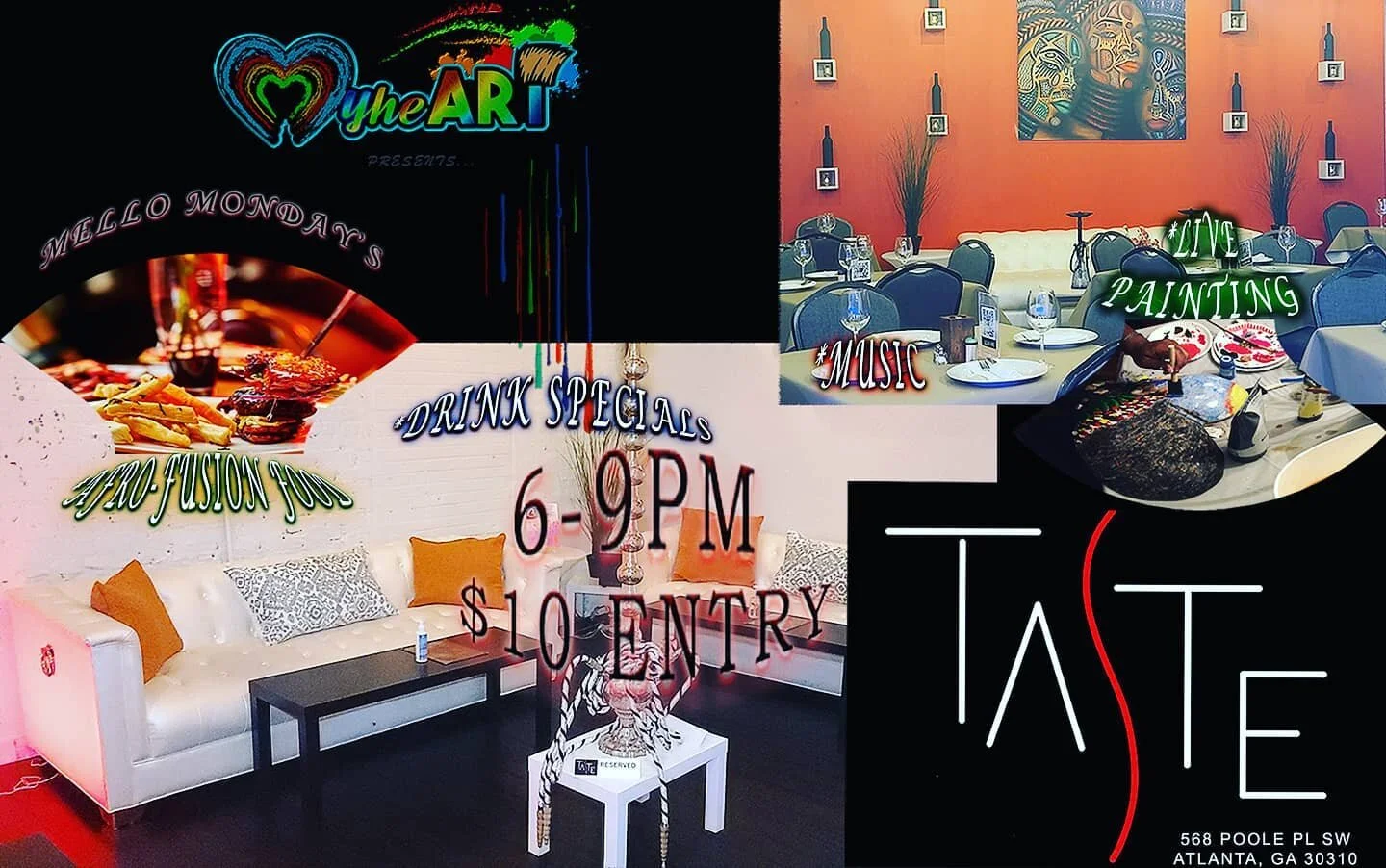 Food, Wine, Music and Art Vibes! 

Come join us on Monday, November 9 at @worldtasteatl for Mello Monday's. 

Kick back with a glass of wine and watch as a masterpiece is born, and/or grab a canvas and create your own!

*Live Painting 
*Relaxing Ambi