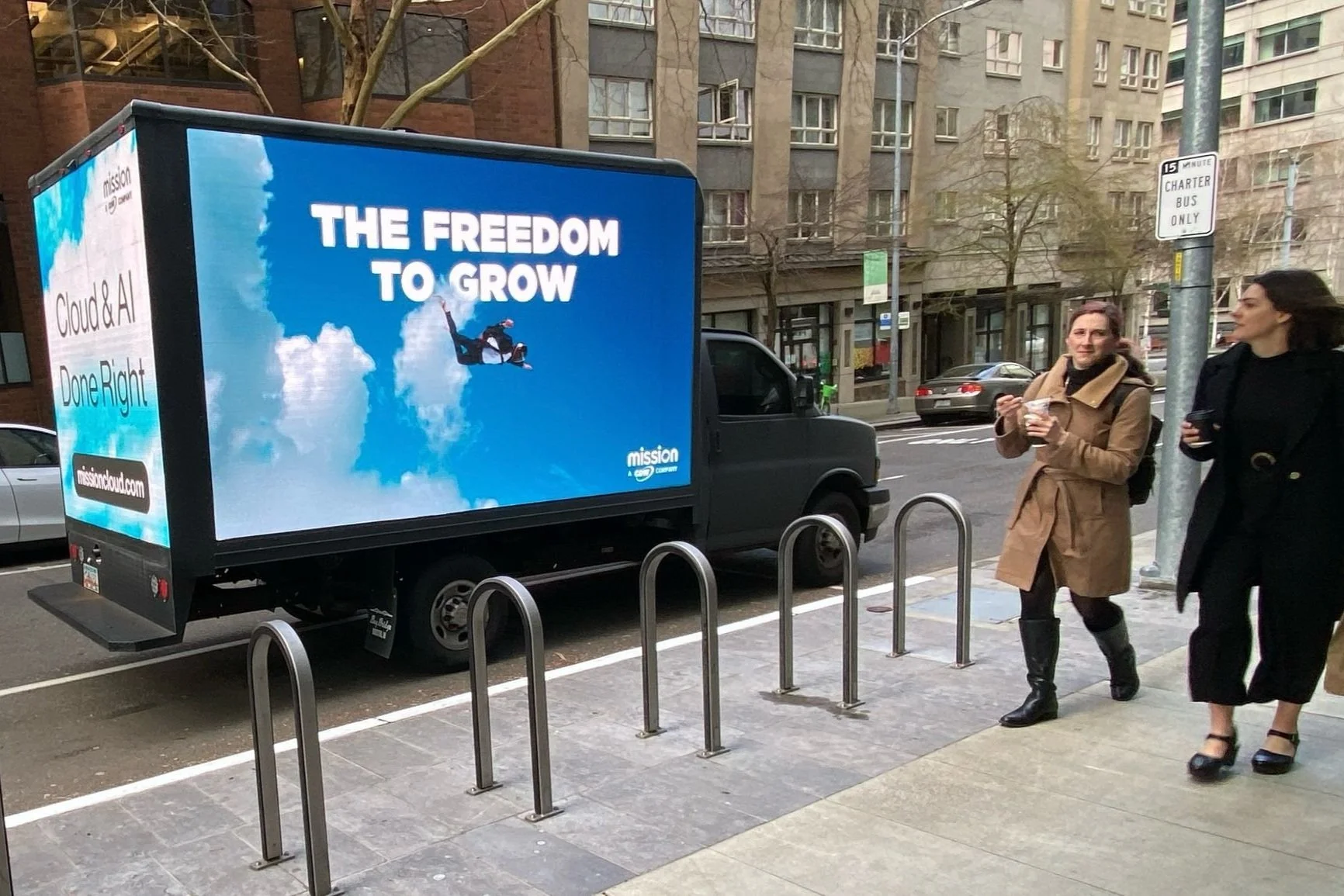 Mission Cloud Goes Mobile: Turning Heads with Video Trucks &amp; Sidewalk Decals