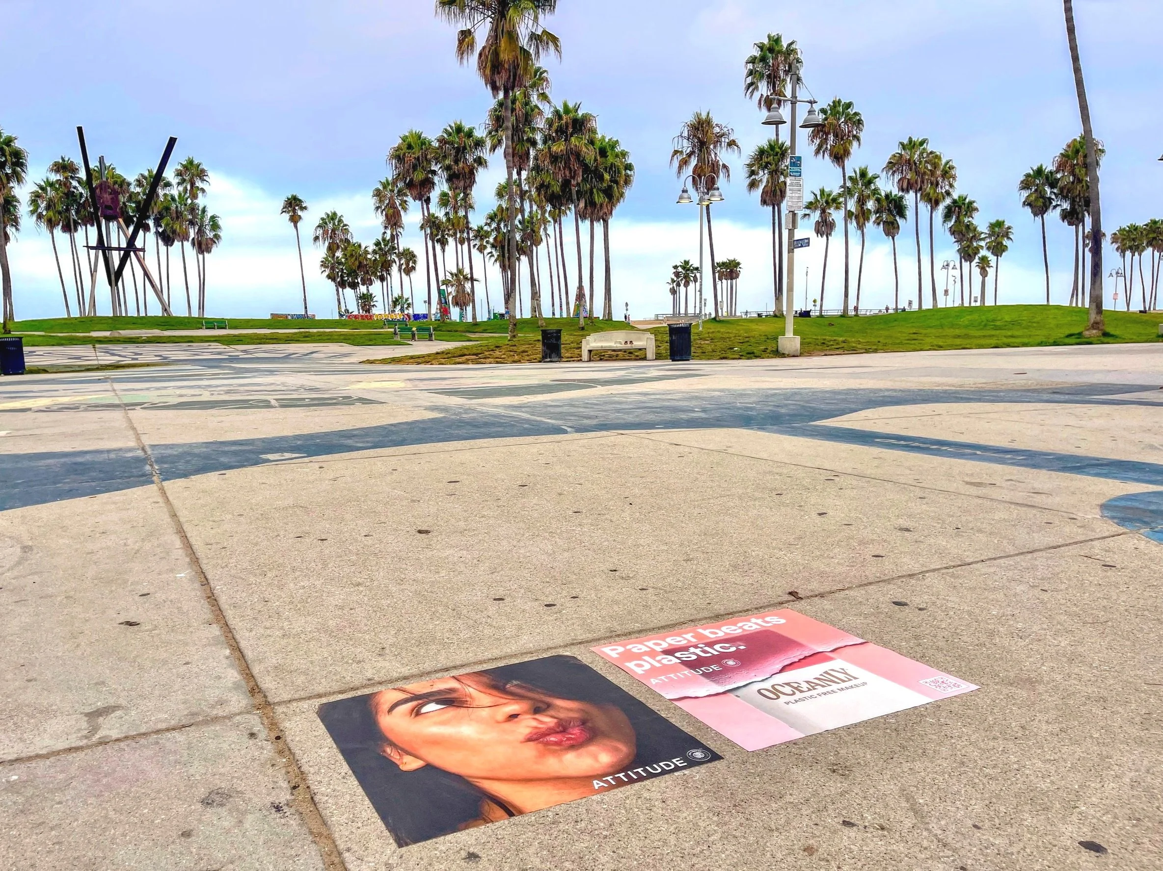 Sidewalk Decals bring Oceanly's Sustainable Beauty to Venice Beach