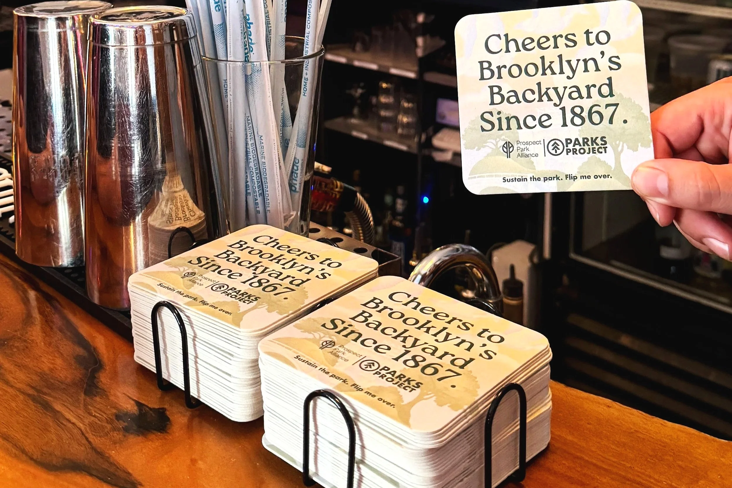 Parks Project x Prospect Park Alliance Coffee Sleeve &amp; Bar Coaster Advertising
