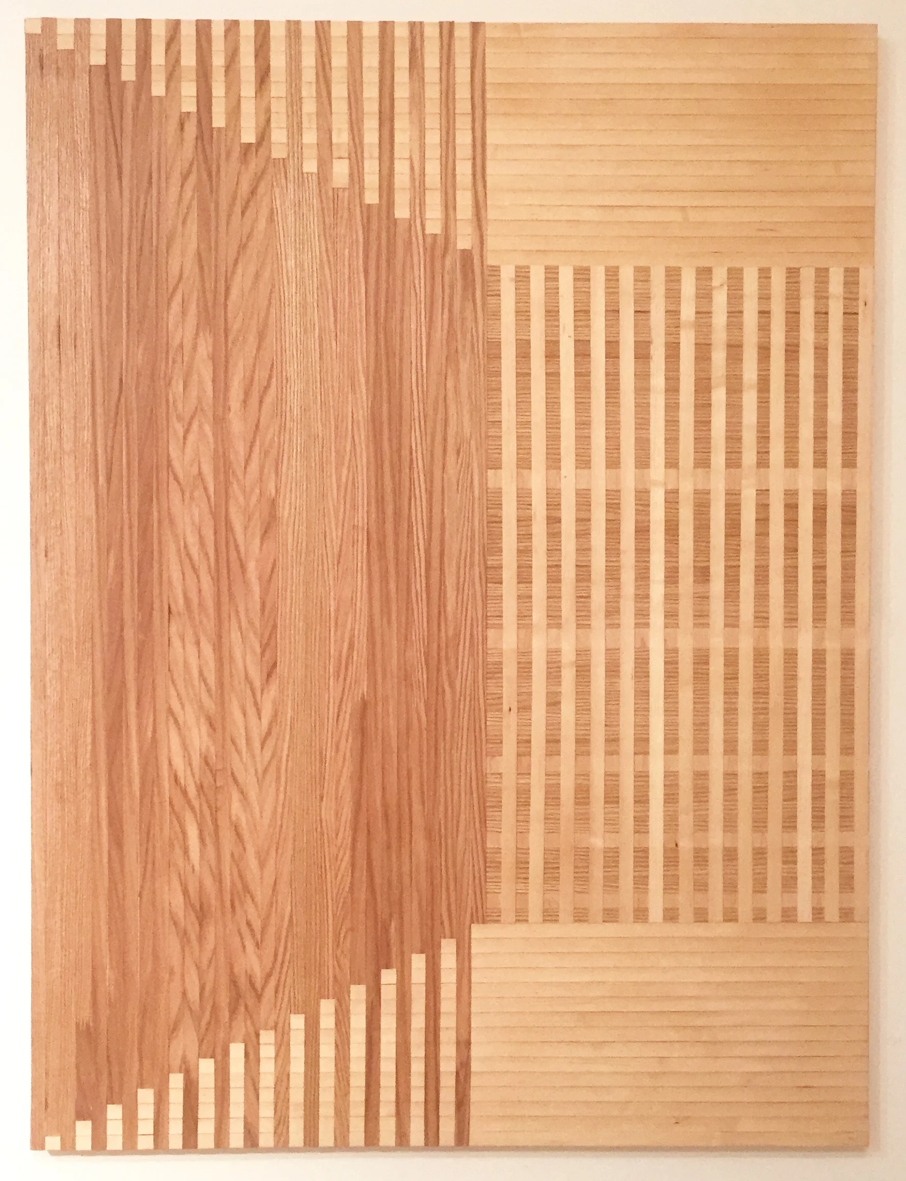 denouement 2015 red oak and birch veneer edge banding on panel 60 x 45 in