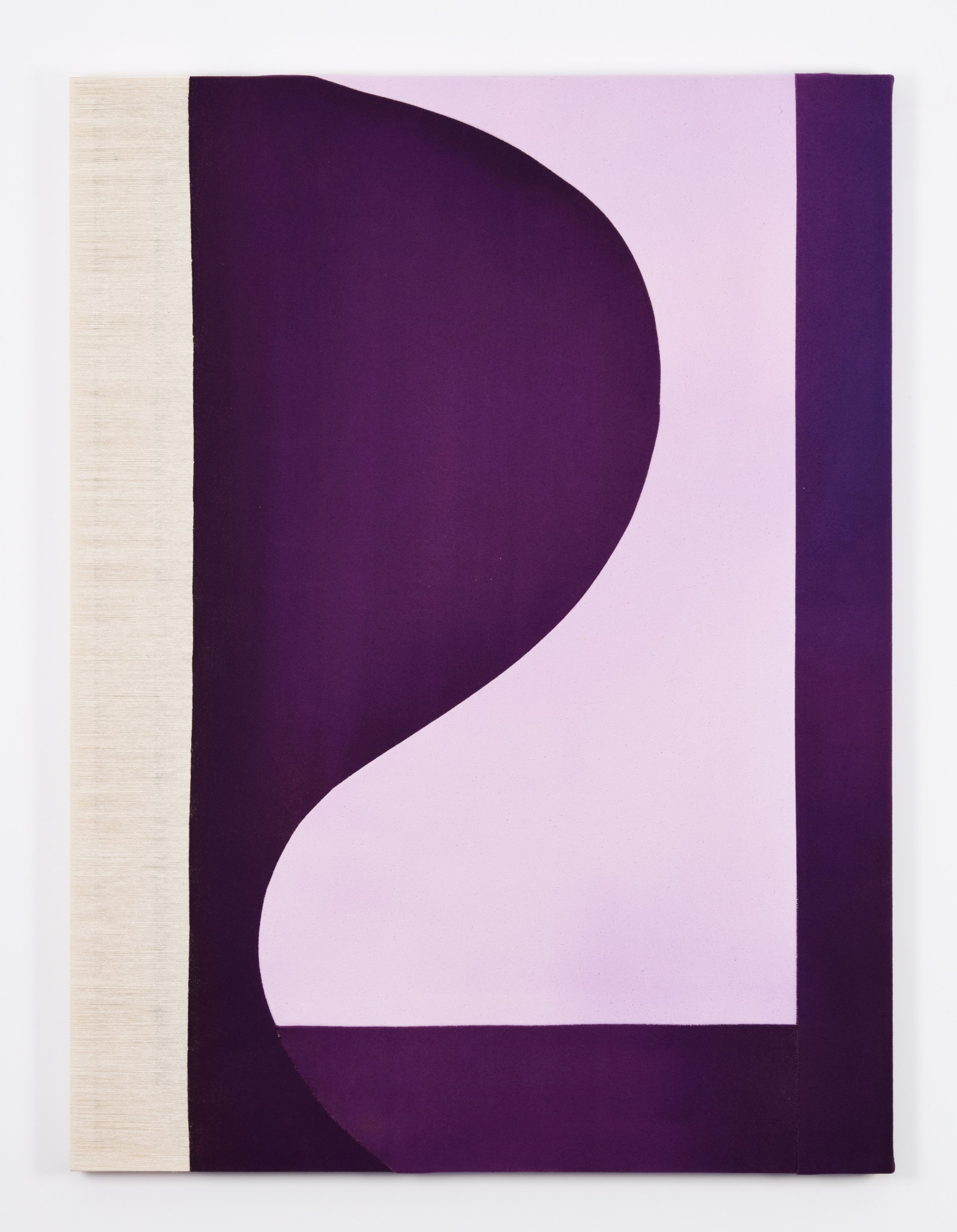   bow (purple and lilac)  2023 acrylic and dye on stitched canvas 40 x 30 in 