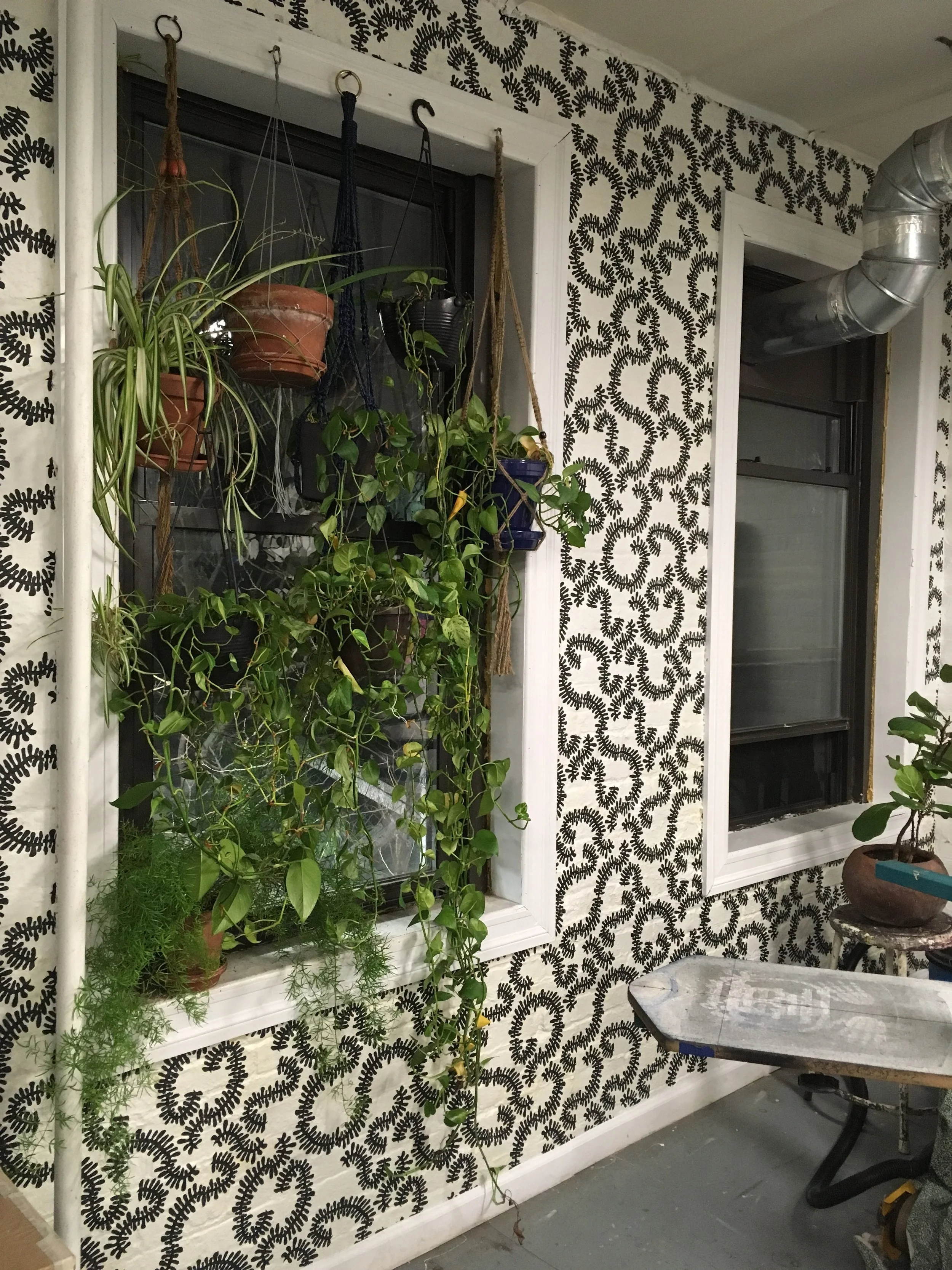 WATER WEEDS installed on brick. (Kingsland Printing, Brooklyn, NY)