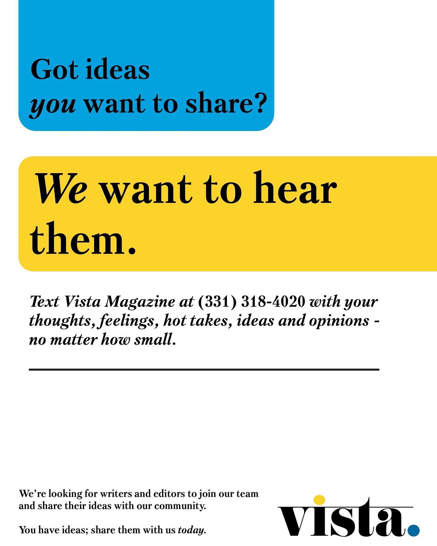 The news is out🥳👏🏻📲Vista Magazine is thrilled to announce our personal number where you can text us with any ideas you have! We want to hear from all North Parkers!!