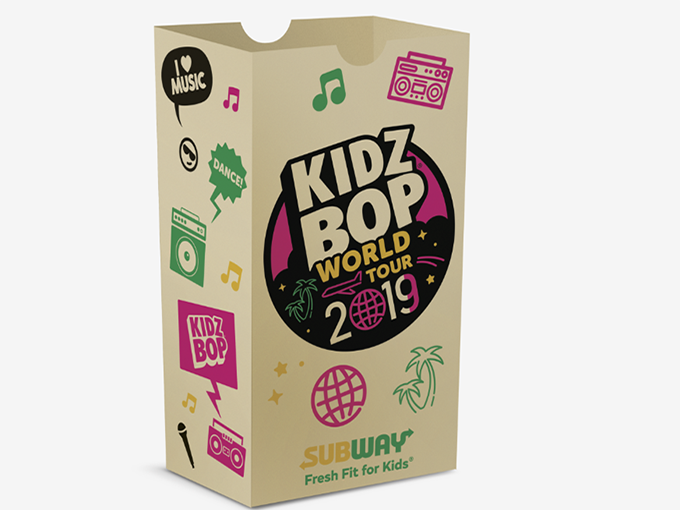 Kidz Bop partnered with Subway to launch a branded meal option, as well as on-site activations during its 2019 world tour.
