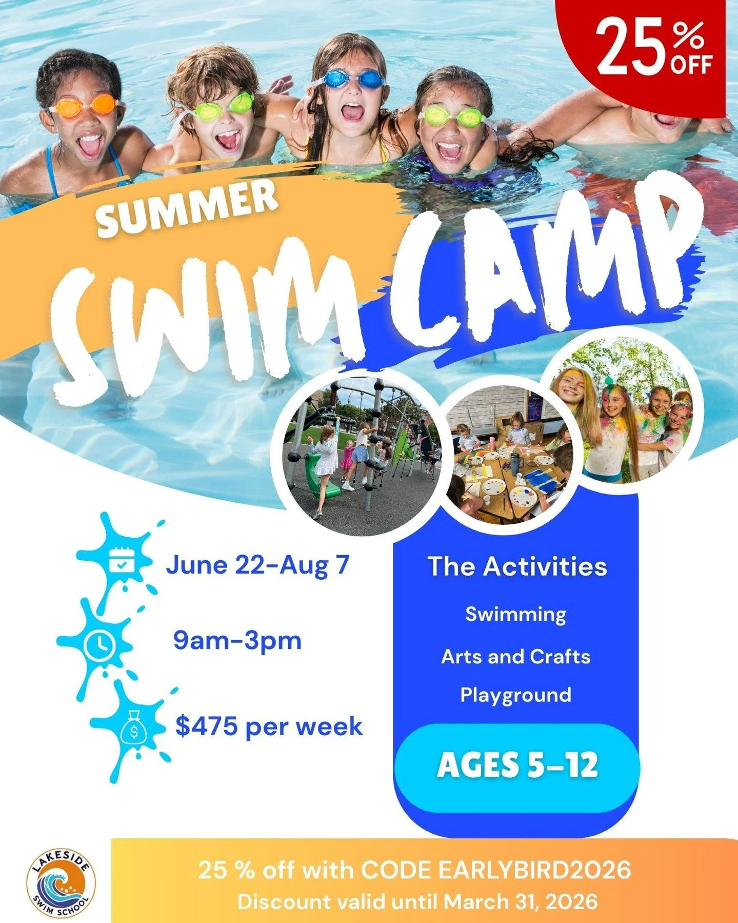 Looking for a summer activity that&rsquo;s fun and valuable?

Our Summer Swim Camp builds skills, confidence, and water safety&mdash;all while kids have a blast.

Spots are filling fast&mdash;secure your place today 💙

Sign Up Link:
https://www.lake
