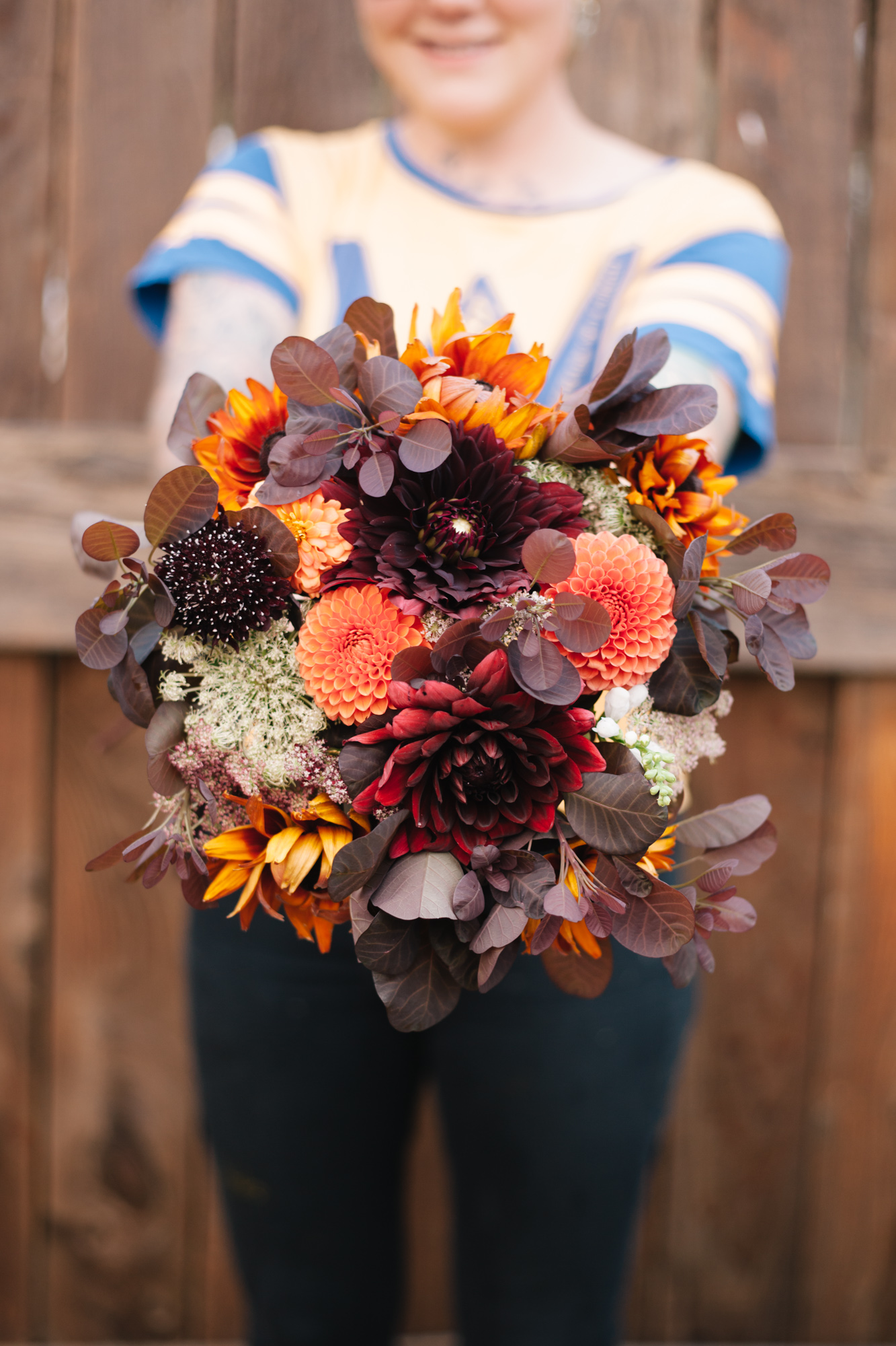  Carly Waddell of Wizards Way Flower Farm shows off a gorgeous mixed bouquet. 
