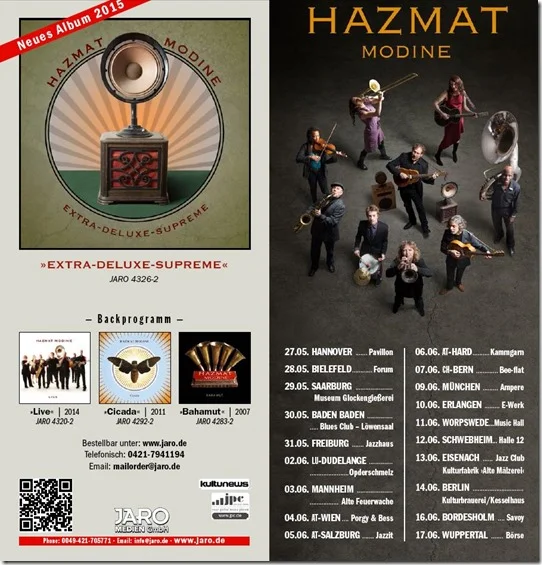 Hazmat Modine European Tour Dates 2015