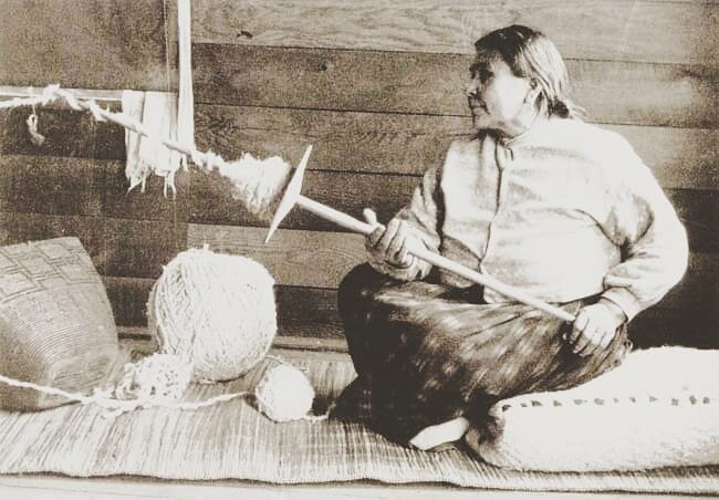 &quot;The concentric spheres of the heavens turn around a spindle, like a vast spindle whorl.&quot; - Marija Gimbutas 
Woman spinning yarn at the Coast Salish village of Musqueam. Charles F. Newcombe, December 5, 1915. 
#resatelafilms #spinning #weav