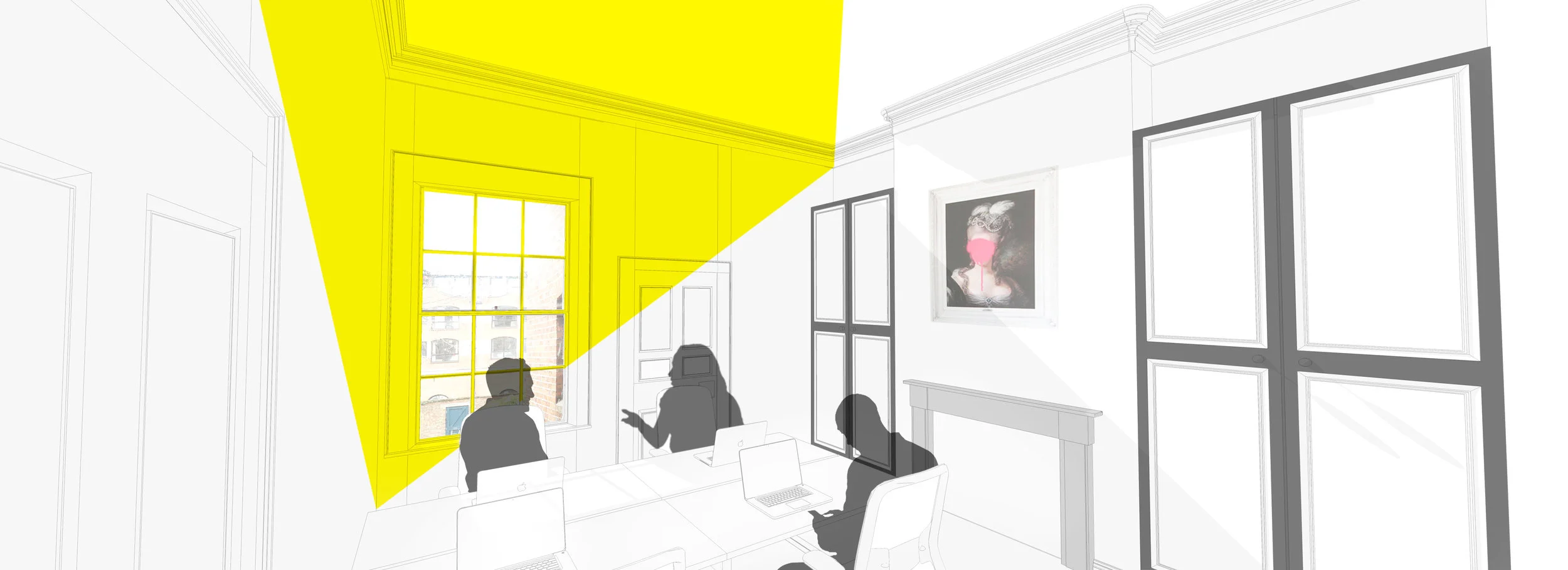‘’Yellow will affect their mind and work-speed in a positive way’’ – Sketch Visual 3Equals1 Design
