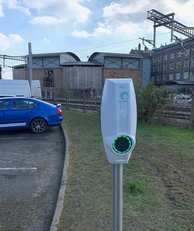 A dual @evboxglobal 22kWh Businessline #evcharging point installed in Swindon 🔌 There was a mammoth cable run and trench to the EV parking bays so we future proofed the site by running supplies for additional charges. Can you spot the trench? #elect