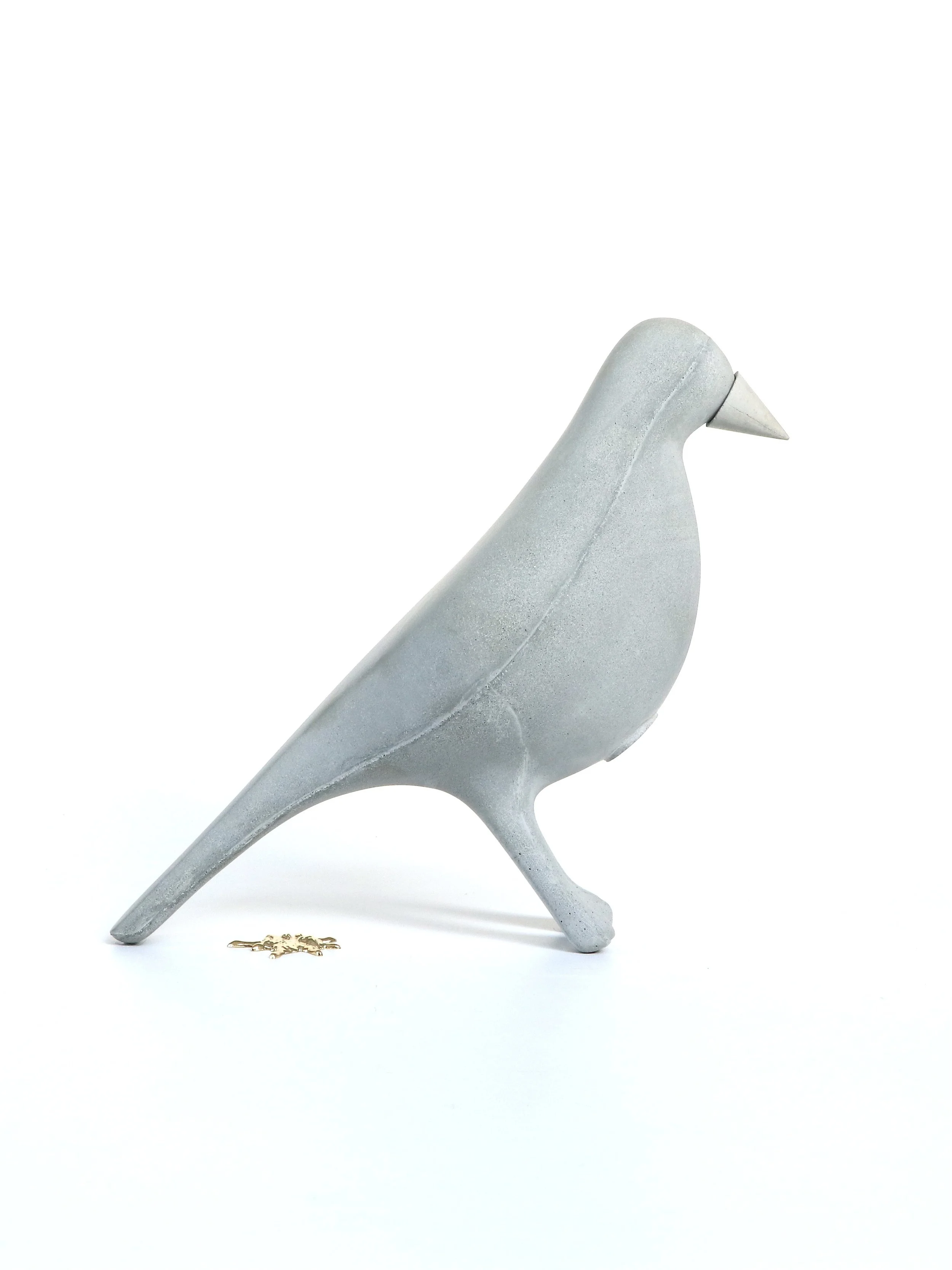   COO   Our new COO in Concrete. Handmade by May Wild Studio. The finishes inspired by the urban environment the city pigeon inhabits, Concrete and Tarmac.  Each Coo bird comes with beak and Golden Coo Pu.  Contact hello@maywildstudio.com for more in