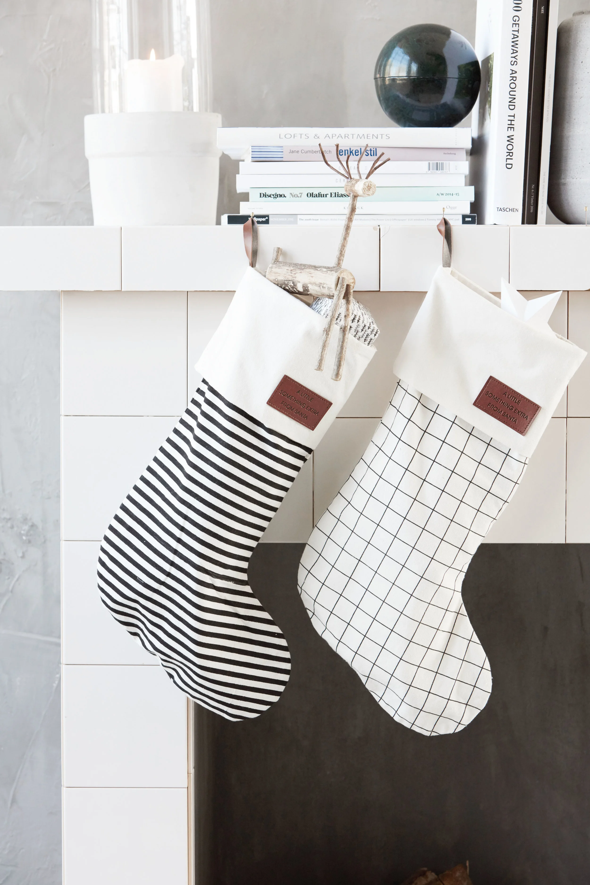 COTTON + LEATHER CHRISTMAS STOCKING