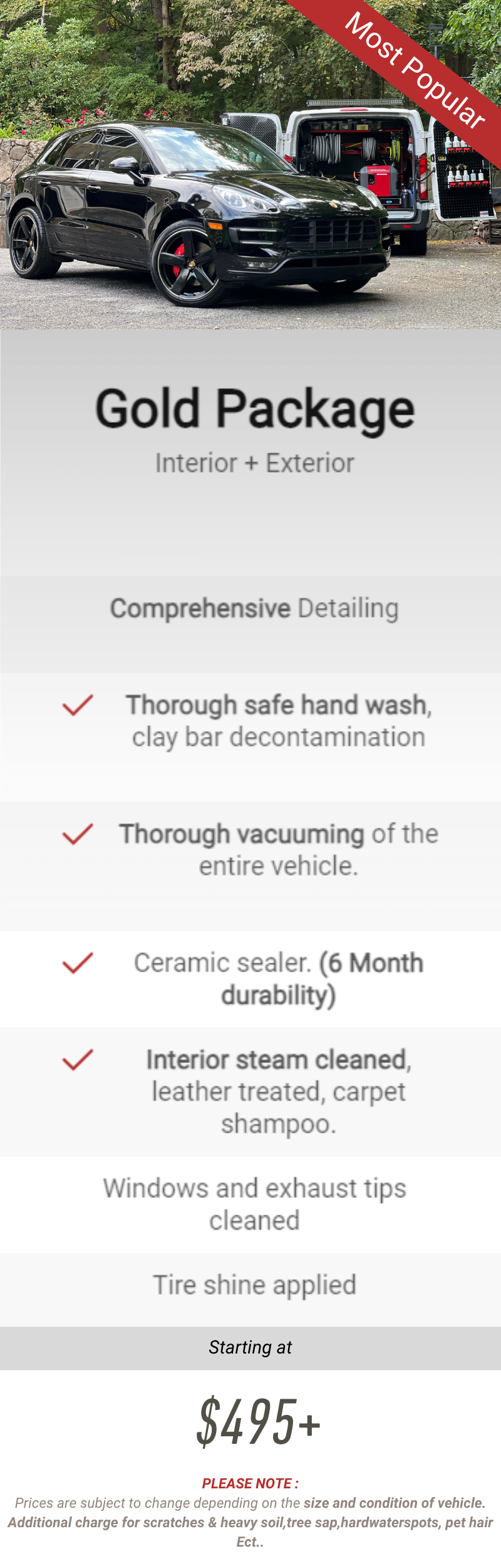 Gold Package — Interior + Exterior, starting at $495+
