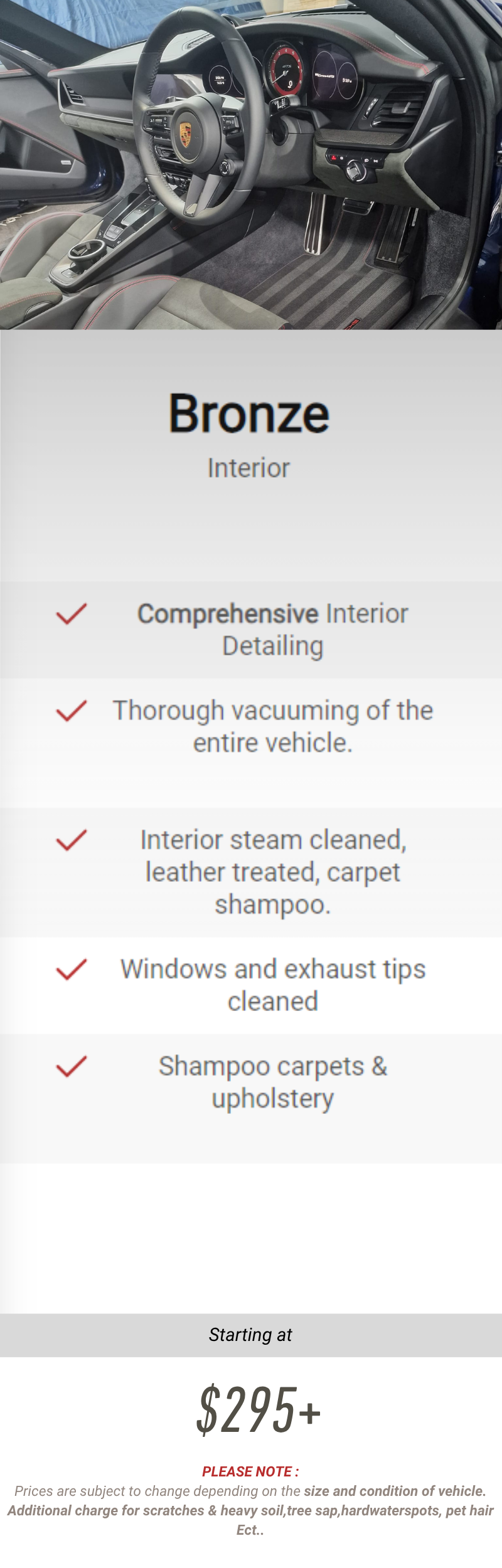 Silver Package — Interior + Exterior, starting at $395+