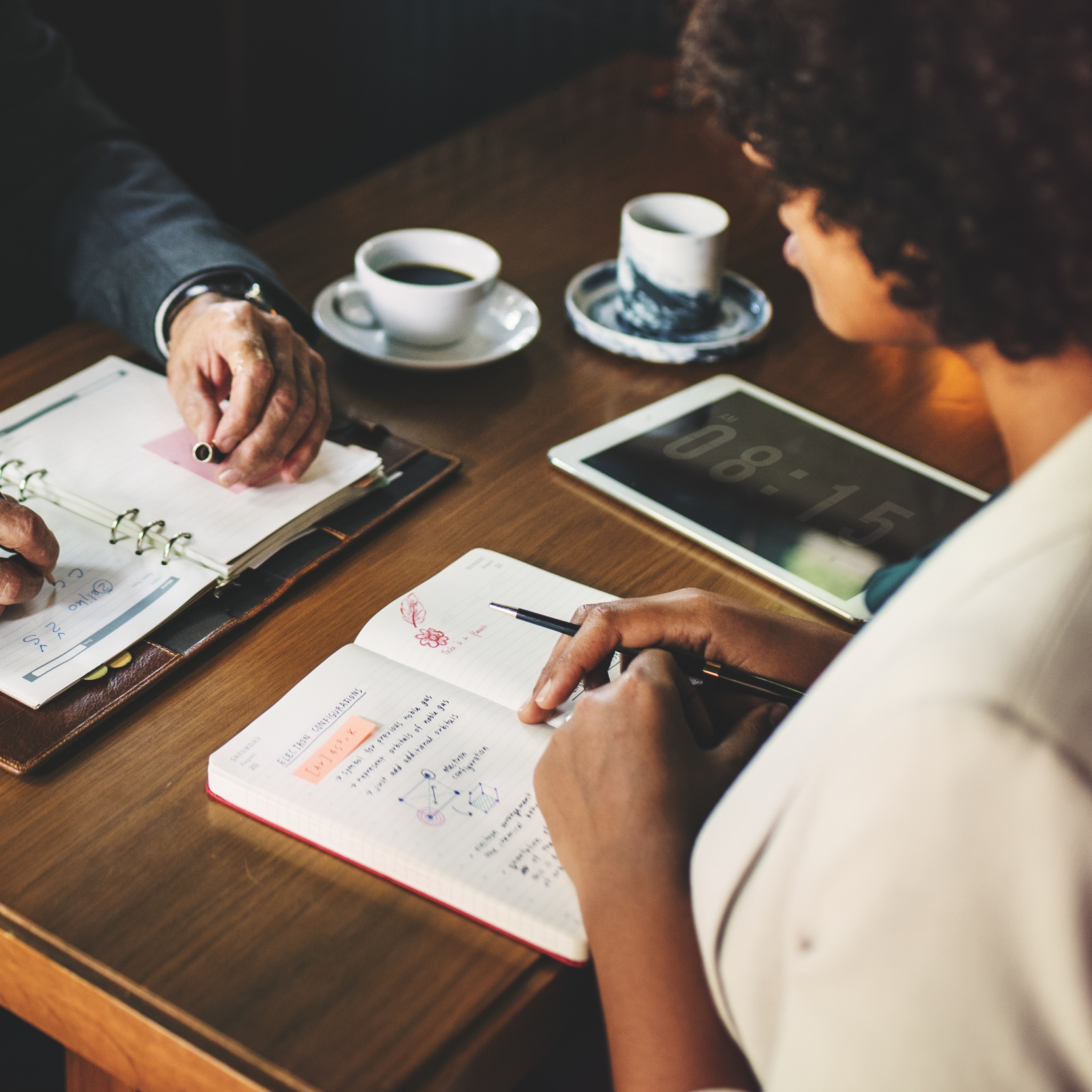 Business meeting at a cafe
