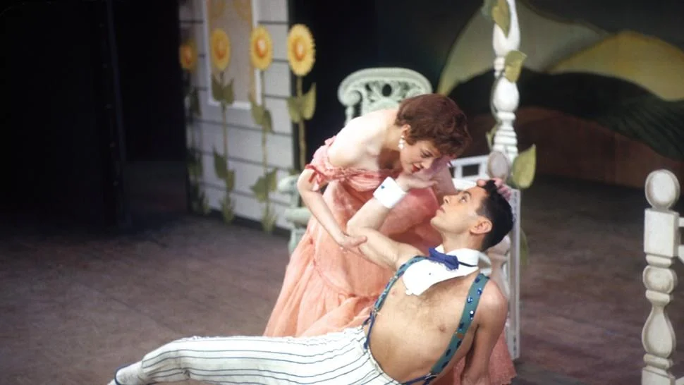 Helen (Kaye Ballard) invites Paris (Jonathan Lucas) to share a lazy afternoon (original production)