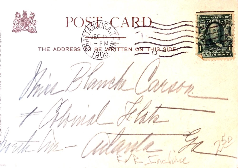 Back of postcard used for address only, 1906