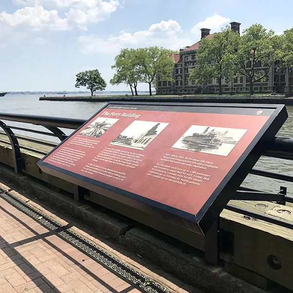 Ellis Island rail sign